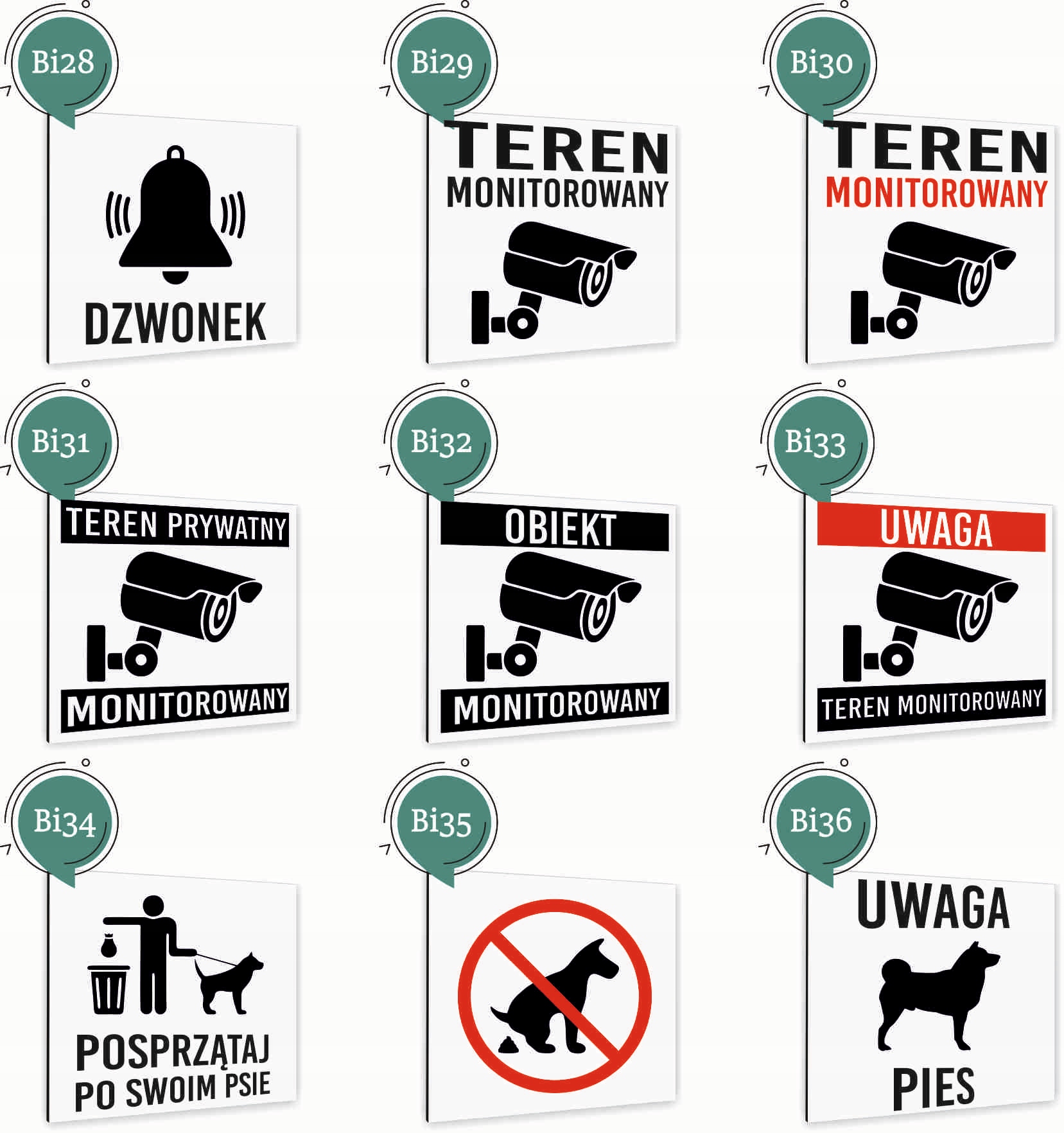 Tabliczka DIBOND TEREN MONITOROWANY BIAŁA Tablica nierdzewna NADRUK UV