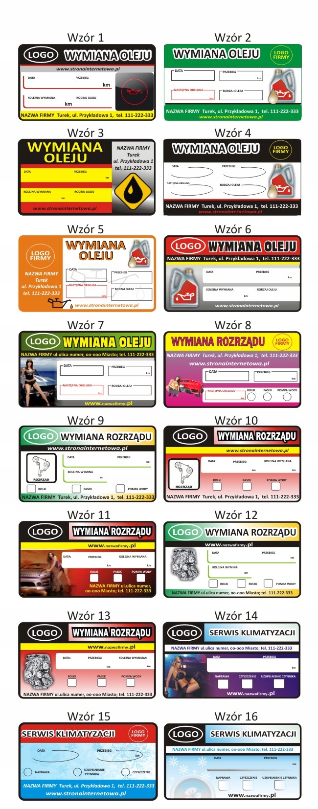 Naklejka SERWISOWA wymiana OLEJU ROZRZĄD KLIMA 2sz