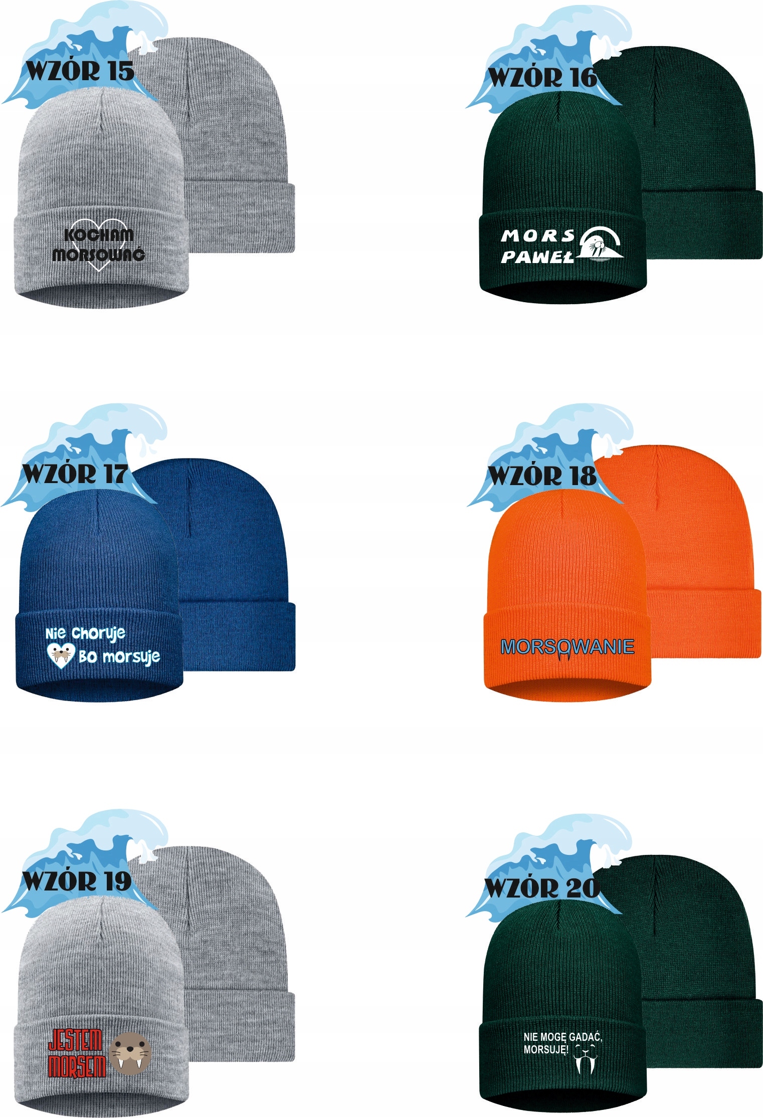 Czapka zimowa TWÓJ WŁASNY HAFT LOGO NAPIS GRAFIKA KOCHAM MORSOWAĆ