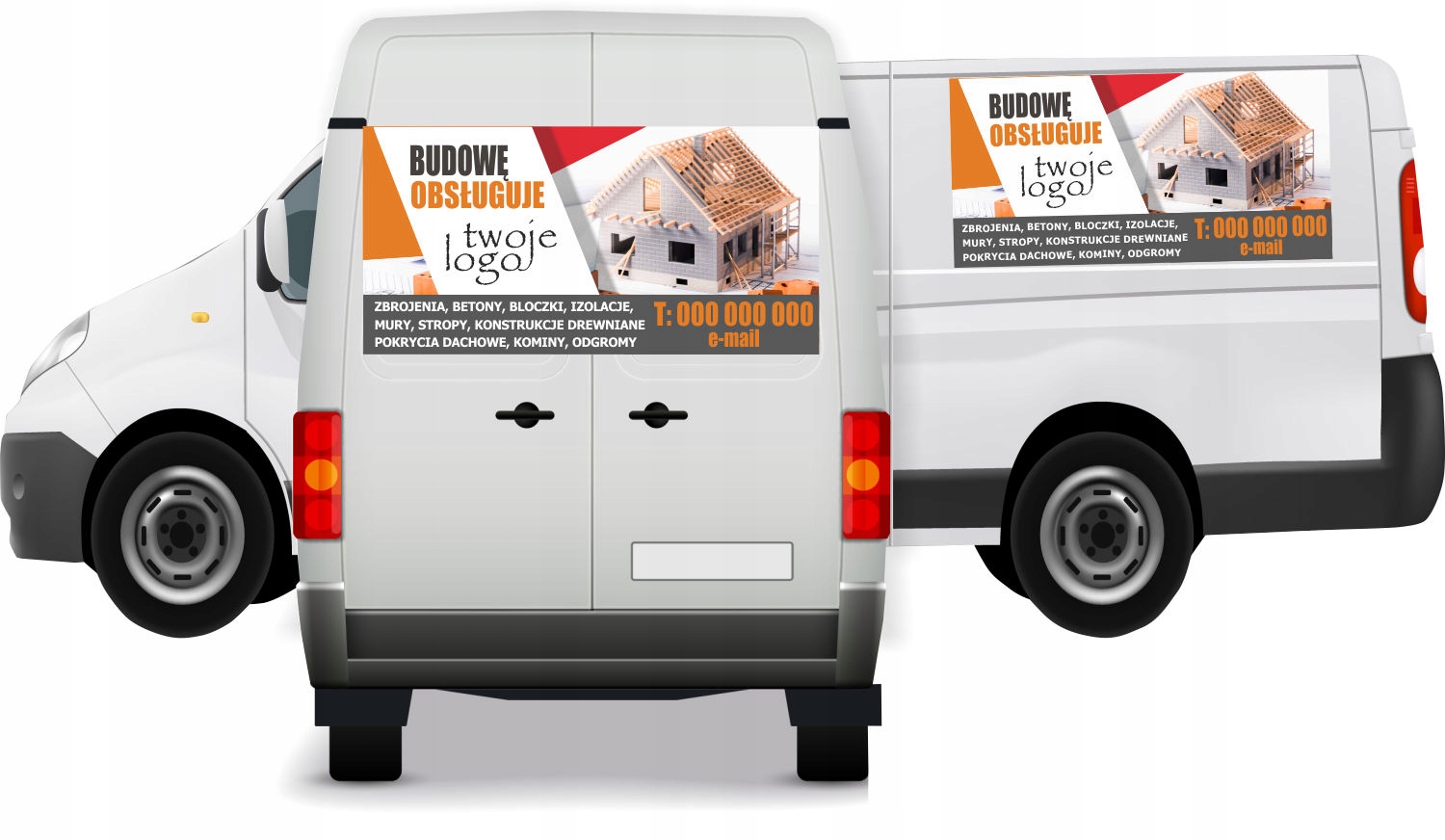 Reklama Naklejka na samochód BUDOWĘ OBSŁUGUJE