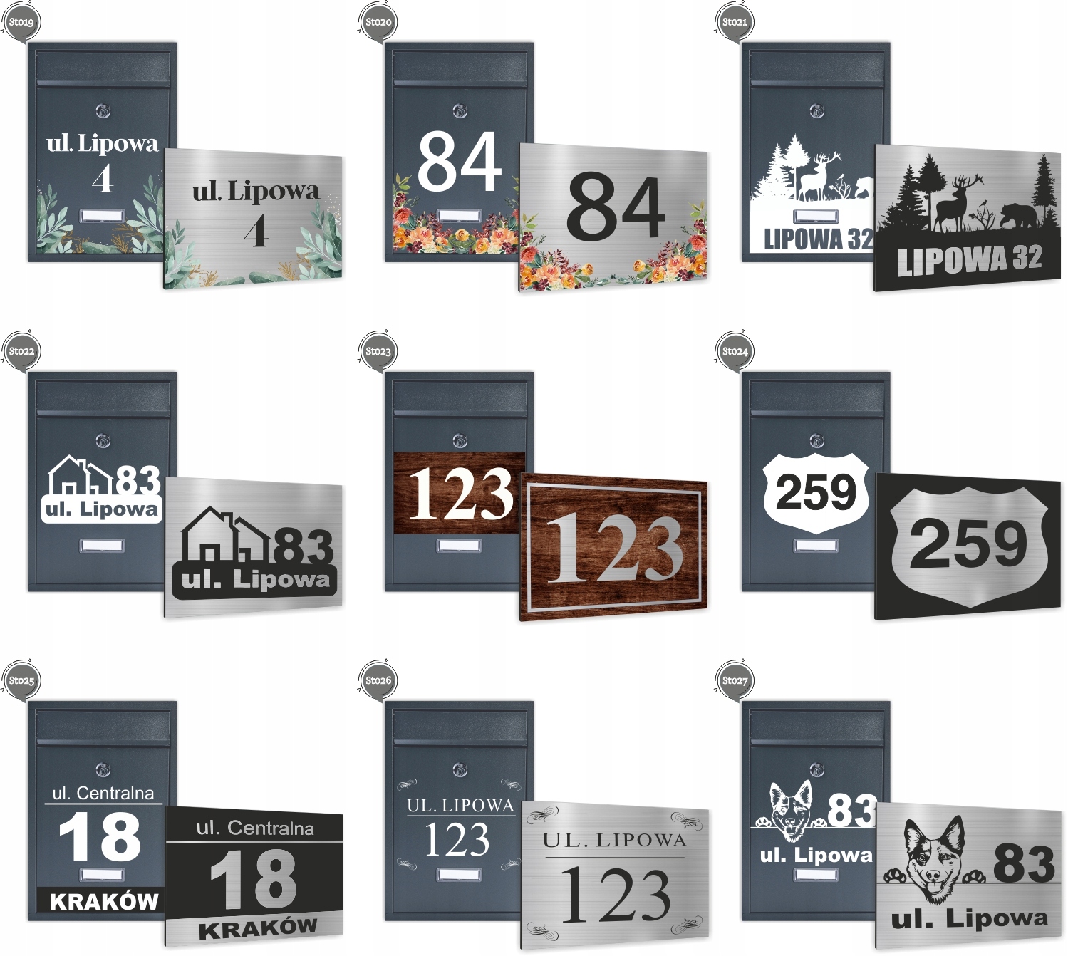 Skrzynka na listy z nadrukiem Tablica z numerem