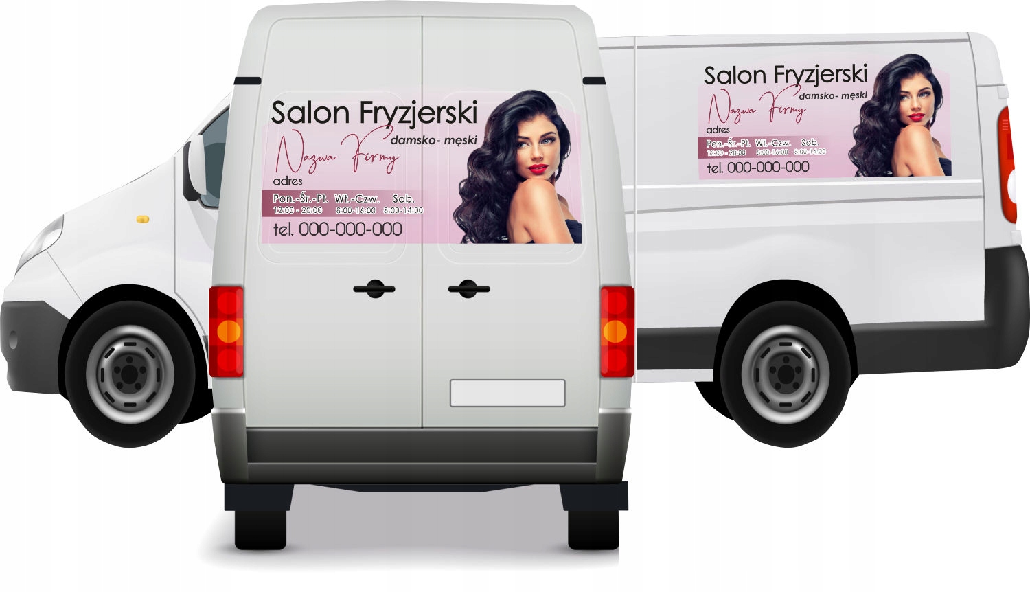 Reklama Naklejka na samochód SALON DAMSKO - MĘSKI