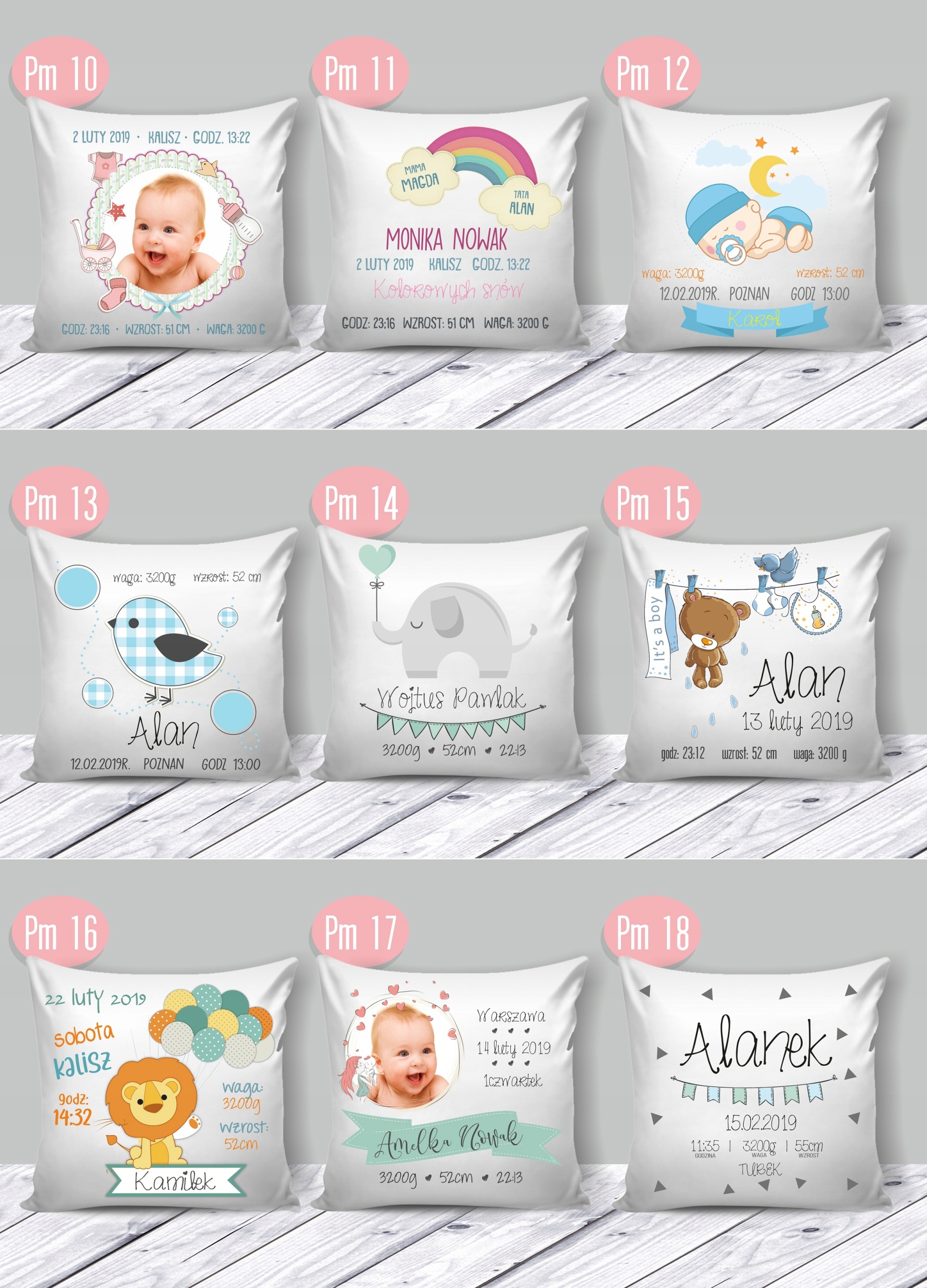 PODUSZKA METRYCZKA prezent CHRZEST roczek urodziny