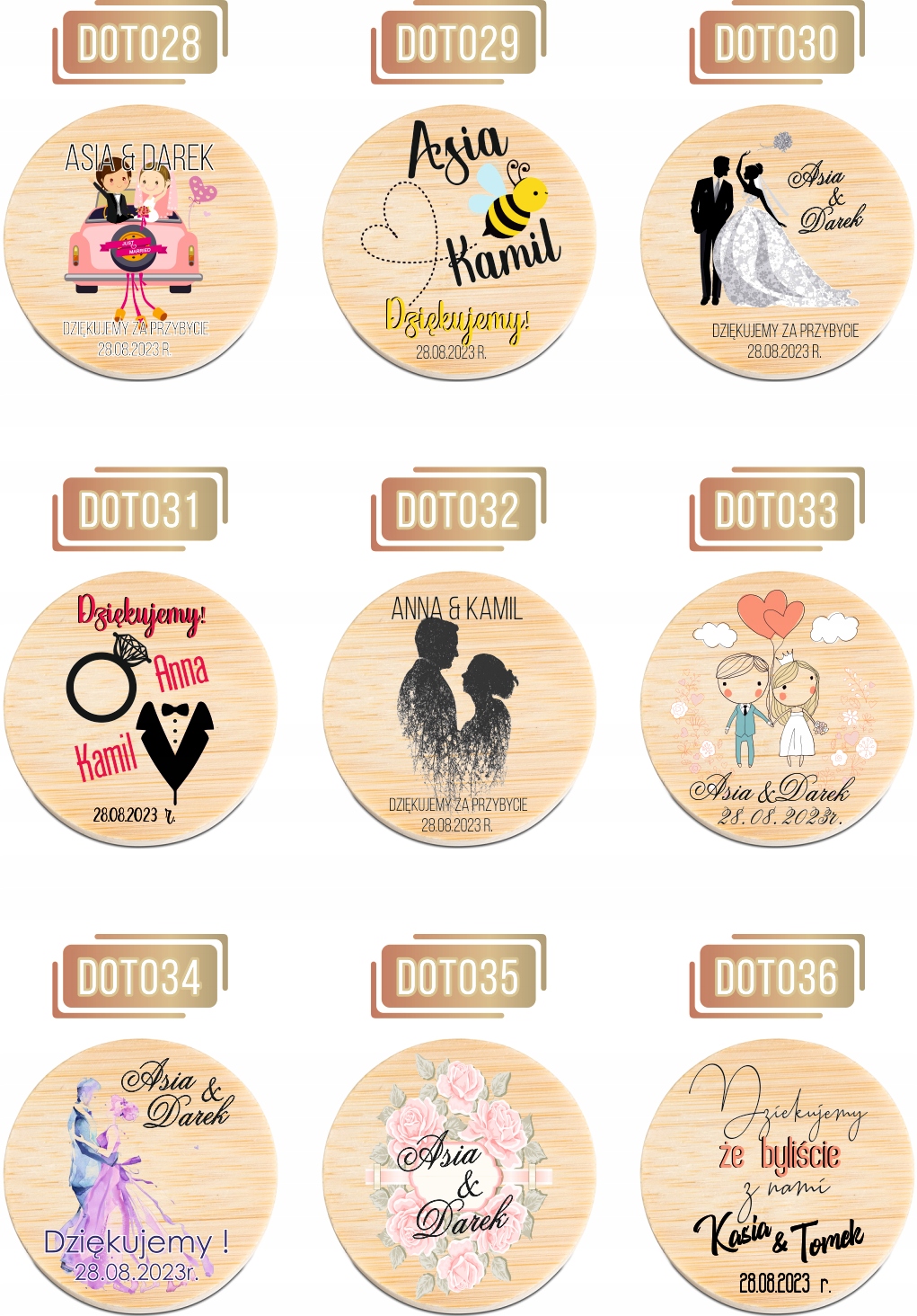 OTWIERACZ DREWNIANY magnes z waszym zdjęciem PODZIĘKOWANIE NA WESELE ŚLUB