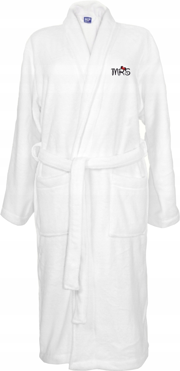 SZLAFROK BIAŁY Z HAFTEM rozmiar S unisex PREZENT DLA ŻONY MRS na święta