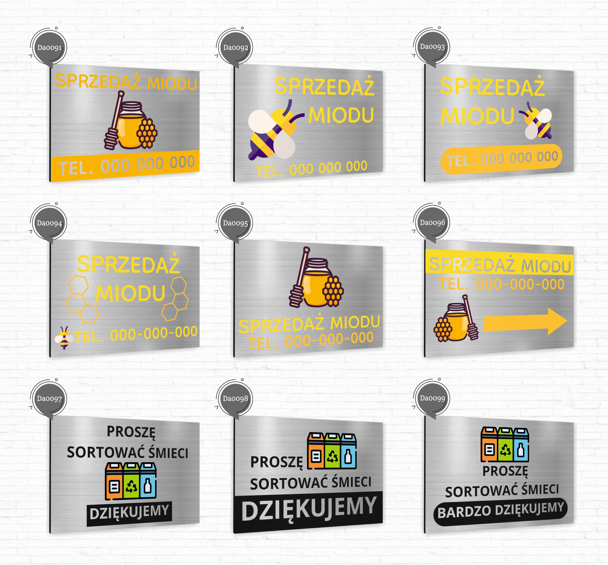 Tabliczka znak informacyjny 20x15 Srebrna GŁĘBOKOŚĆ Nierdzewna NADRUK UV