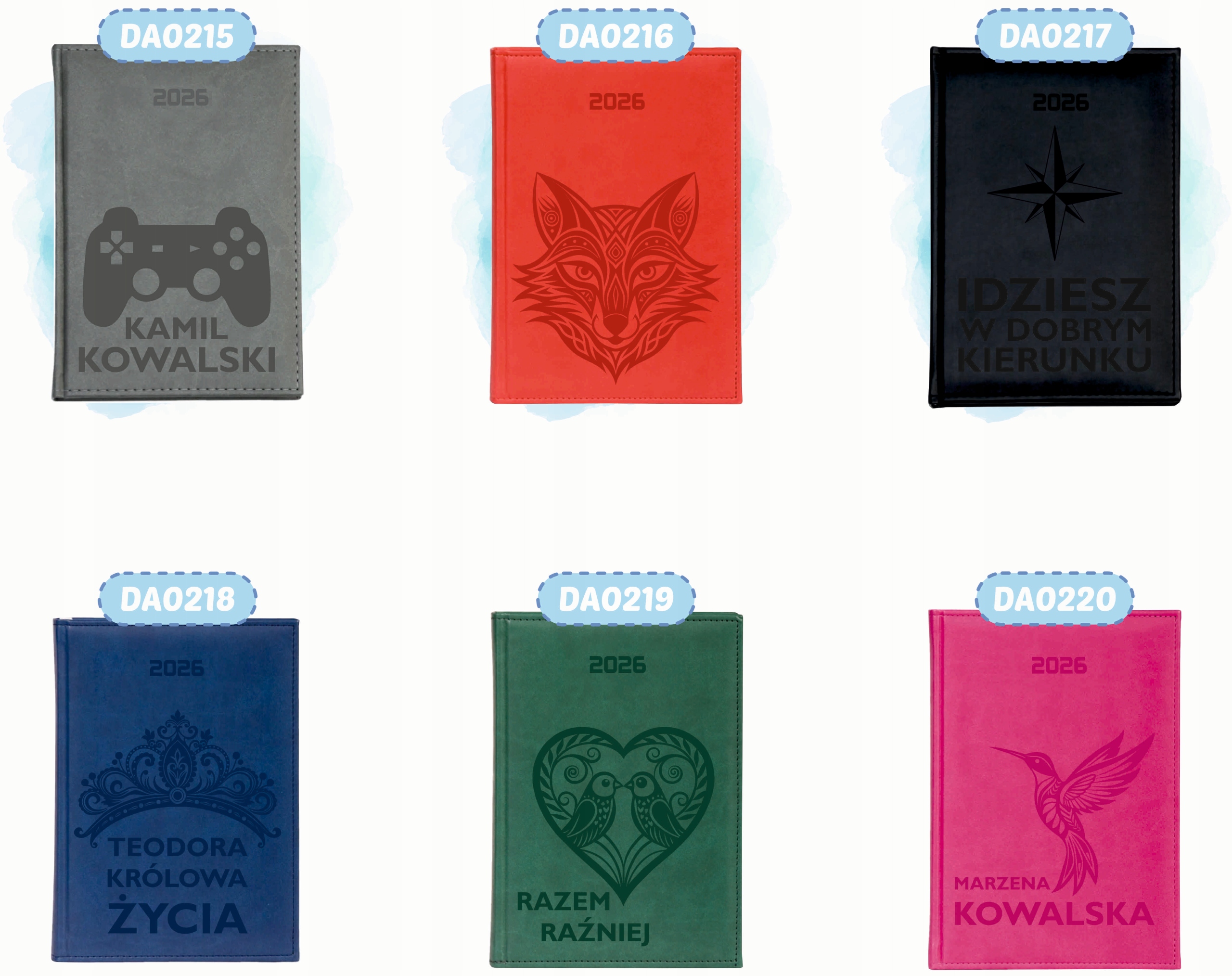 TERMINARZ KALENDARZ A6 2026 książkowy prezent GRAWER Z TWOIM TEKSTEM
