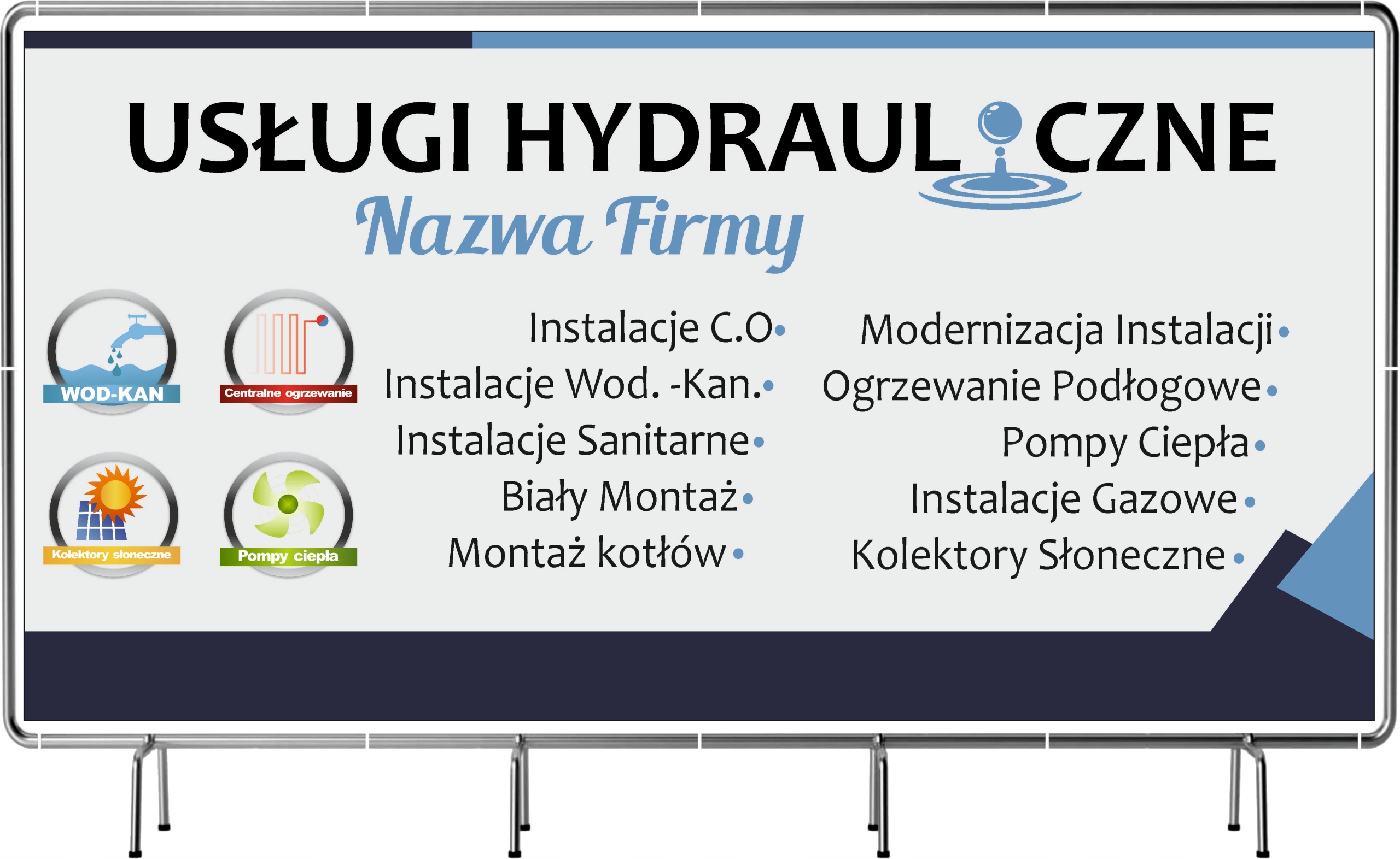BANER REKLAMOWY 100x50 cmUSŁUGI HYDRAULICZNE różne wzory gotowe projekty