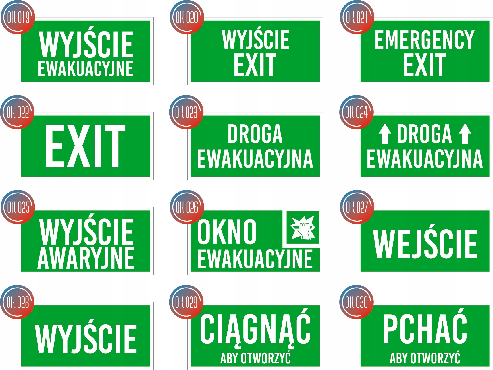 Tabliczka Grawerowana zielona 20x10 znak BHP na drzwi EMERGENCY EXIT
