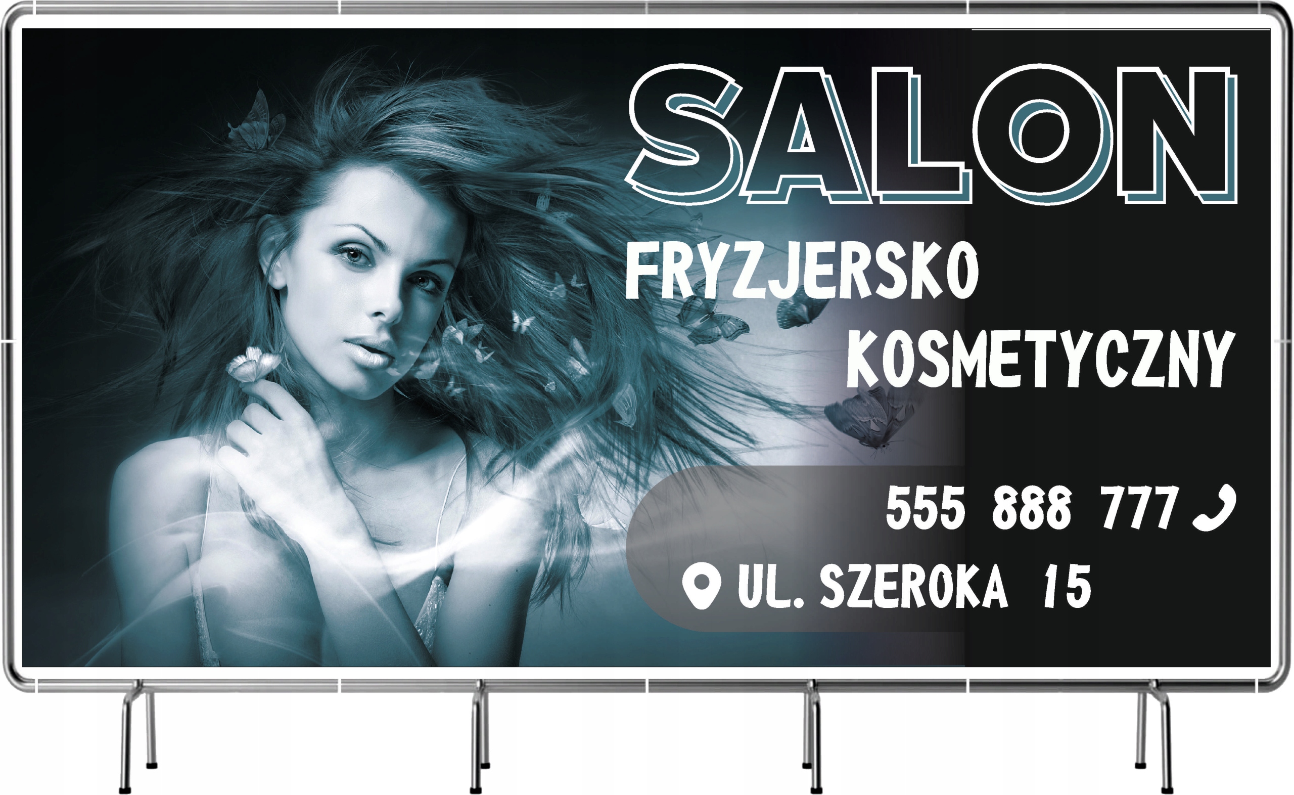 BANER REKLAMOWY 200x100cm SALON FRYZJERSKO KOSMETYCZNY DUŻO WZORÓW