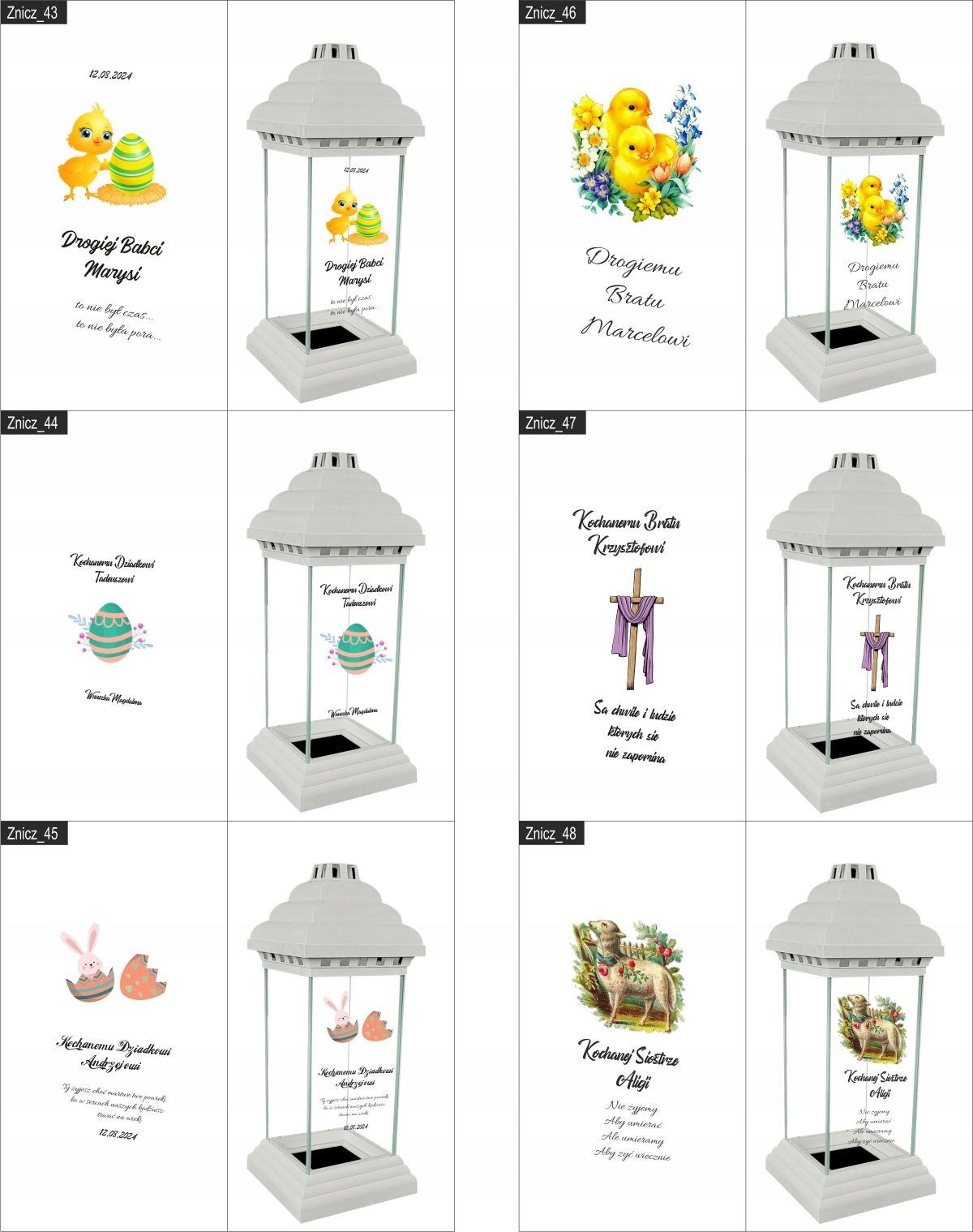 Znicz Lampion z nadrukiem grawerem dla Babci data