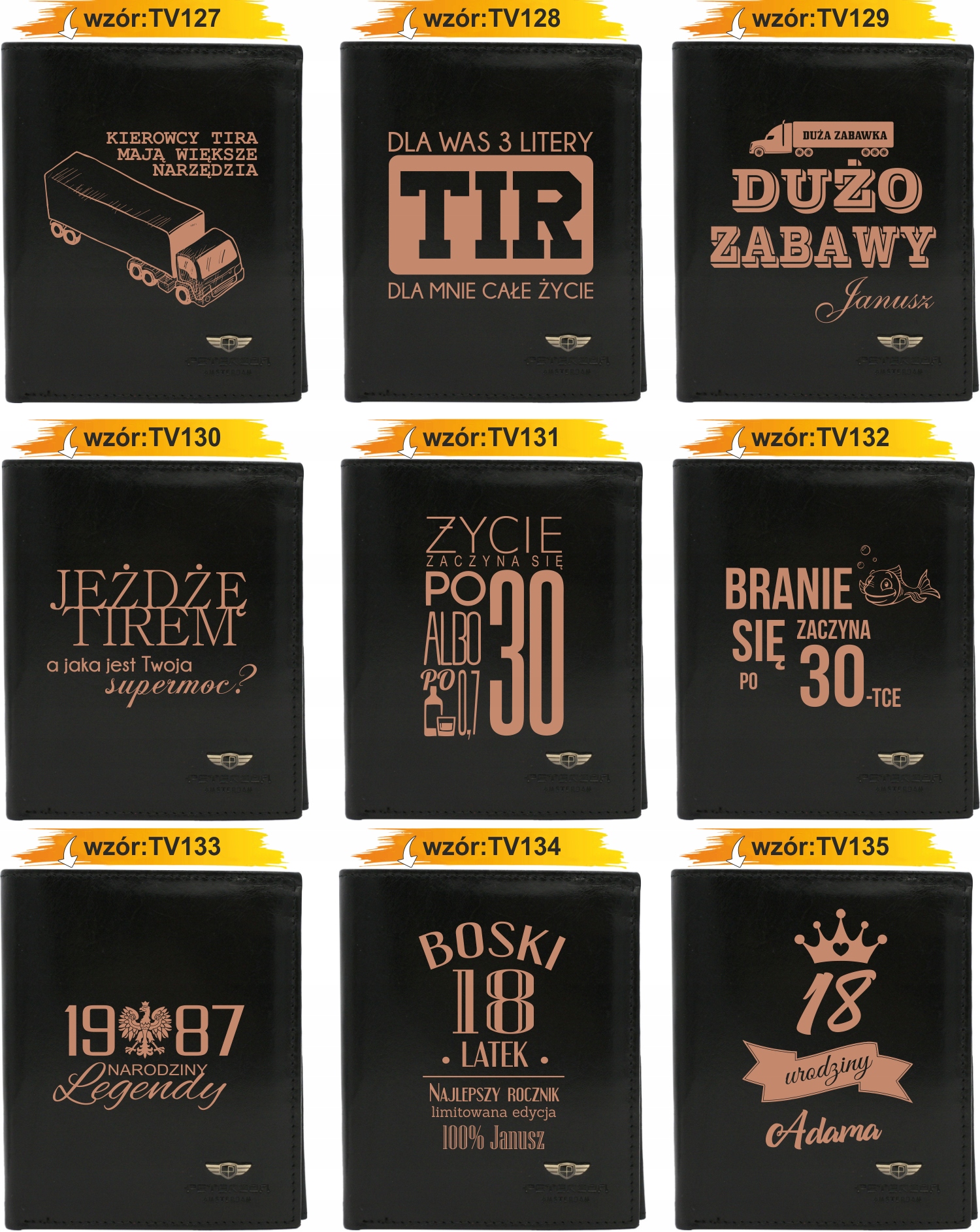 Portfel męski skórzany czarny GRAWEROWANY prezent dla kierowcy twój napis