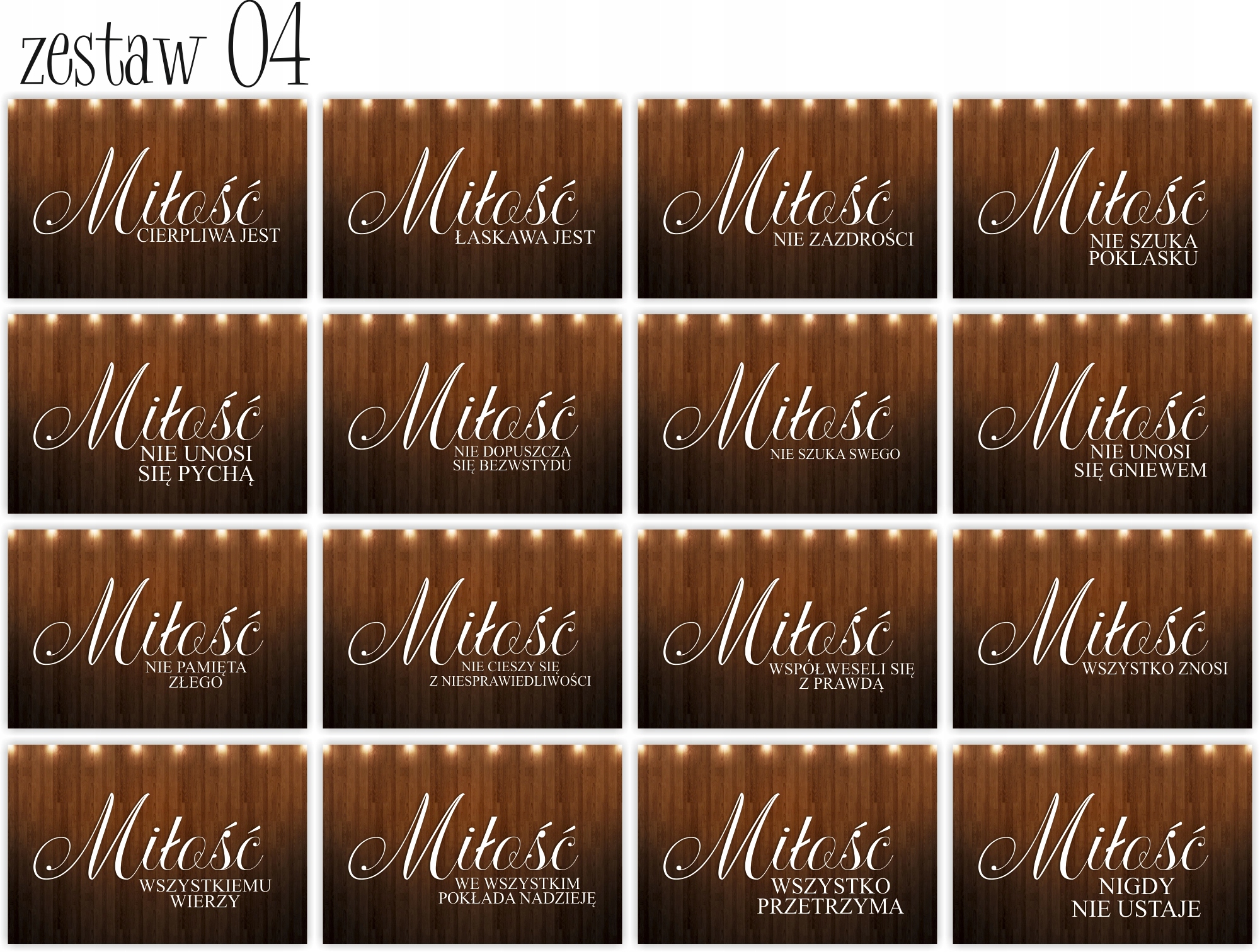 HYMN O MIŁOŚCI tabliczki 16 szt 20x30cm weselne