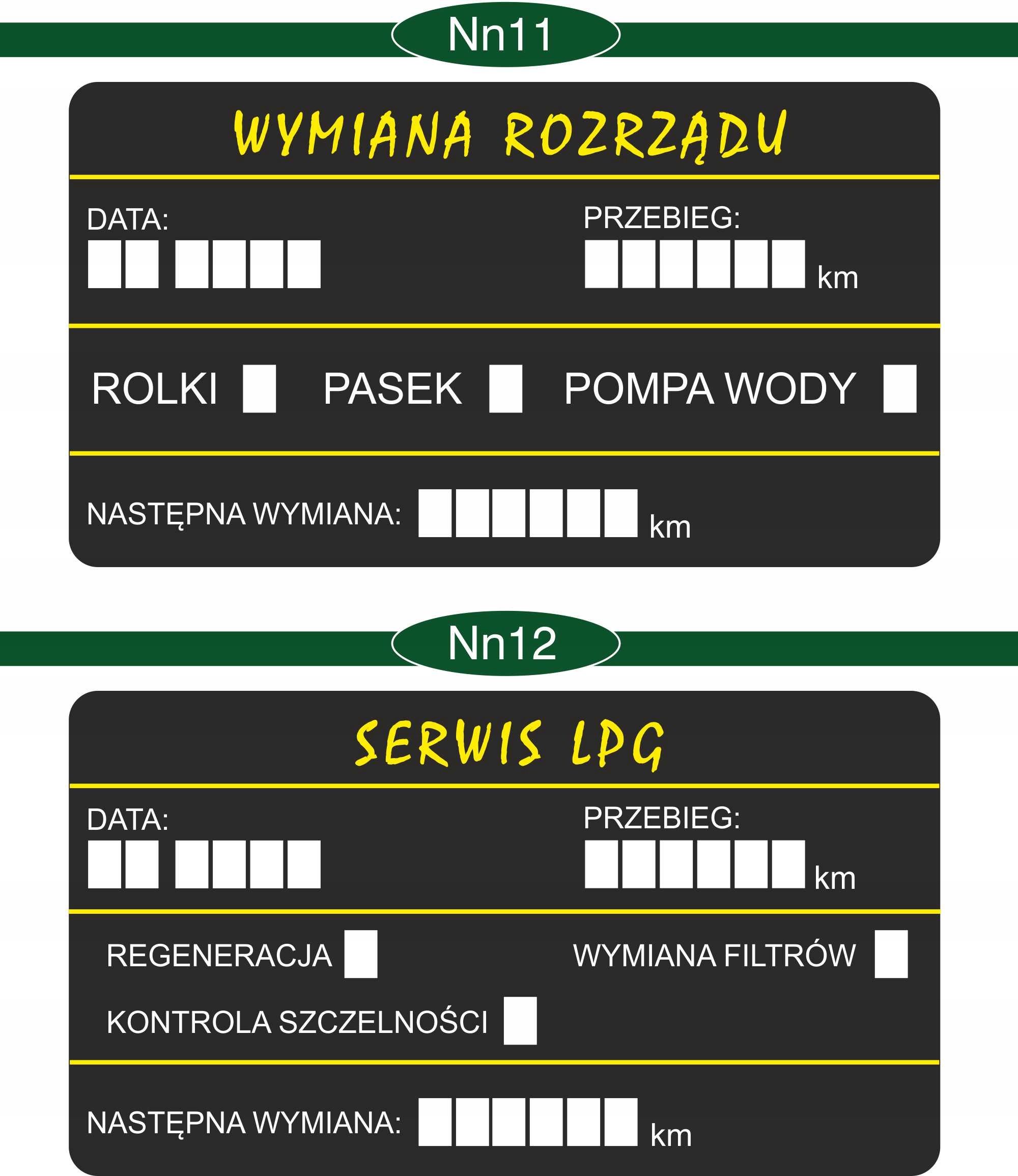 NAKLEJKI WYMIANA OLEJU ROZRZĄDU serwisowe 100 szt