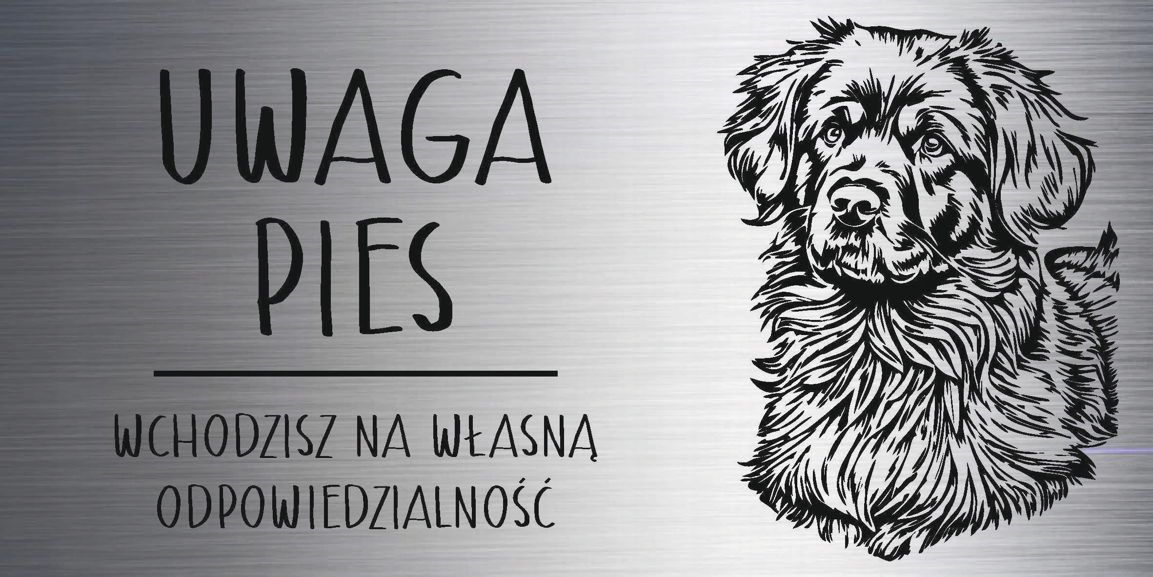 Tabliczka 20x10 cm UWAGA PIES Nowofundland LAMINAT Z GRAWEREM