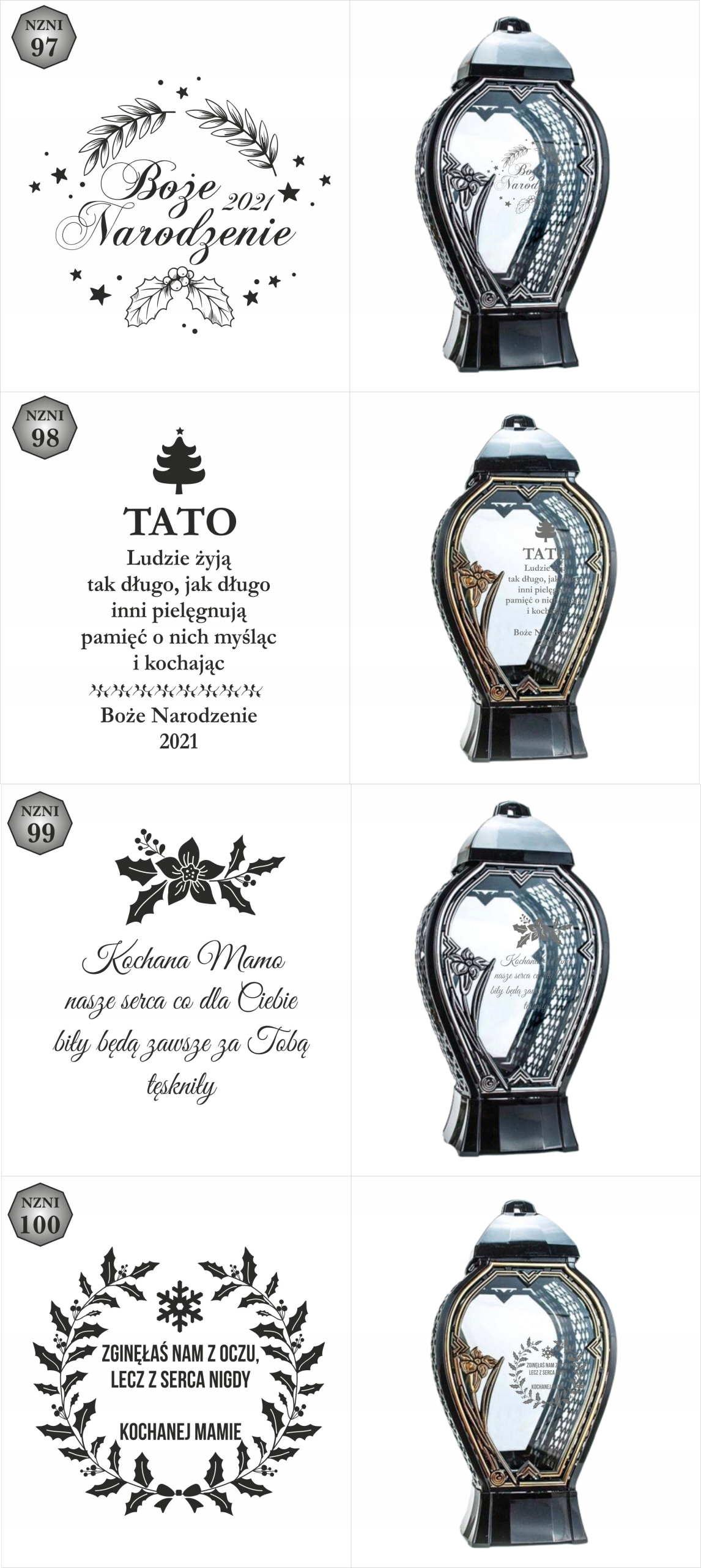 Latarenka nagrobna z imieniem i datą nowoczesny znicz wszystkich świętych