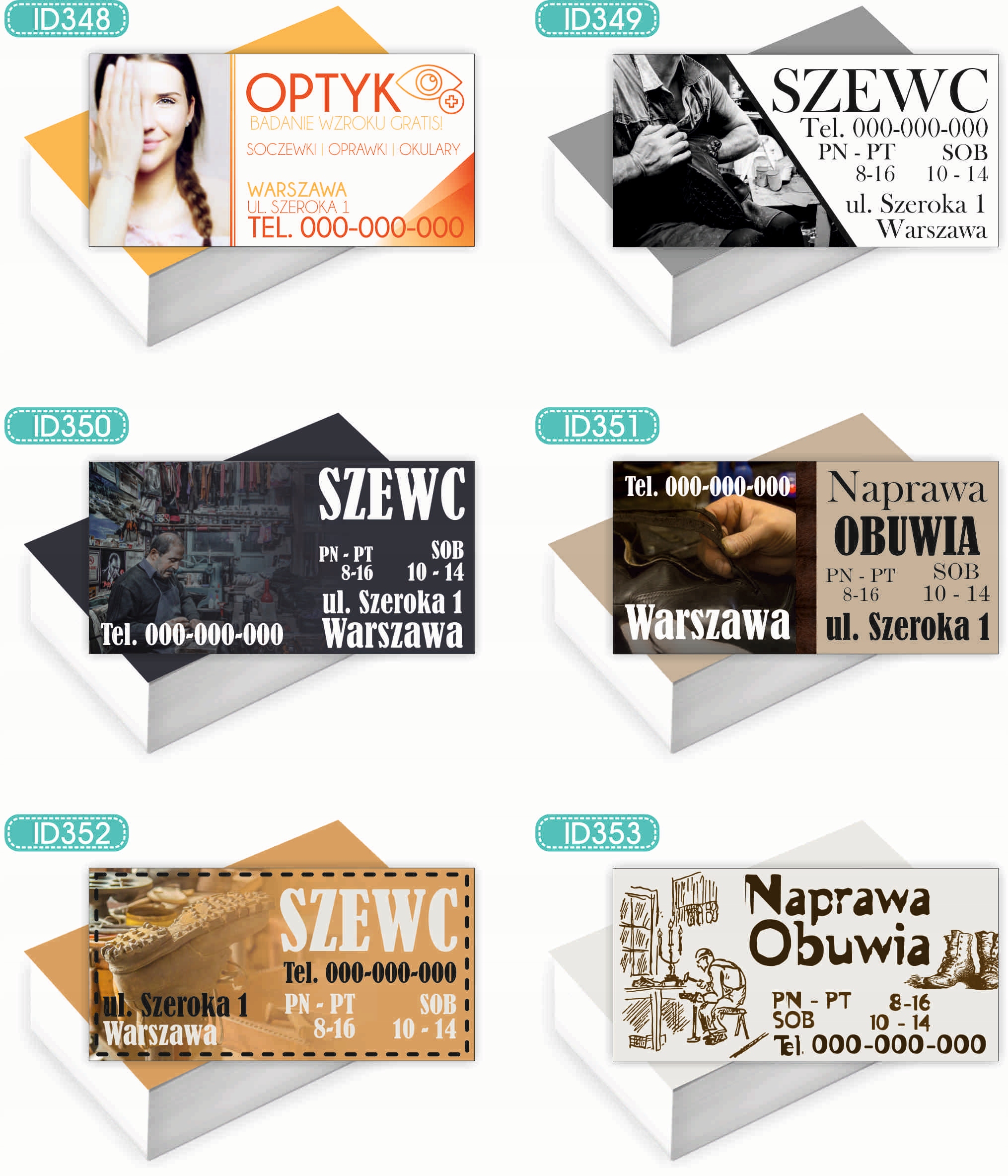 Wizytówki firmowe Foliowane 1000szt wiele różnych wzorów NAPRAWA OBUWIA