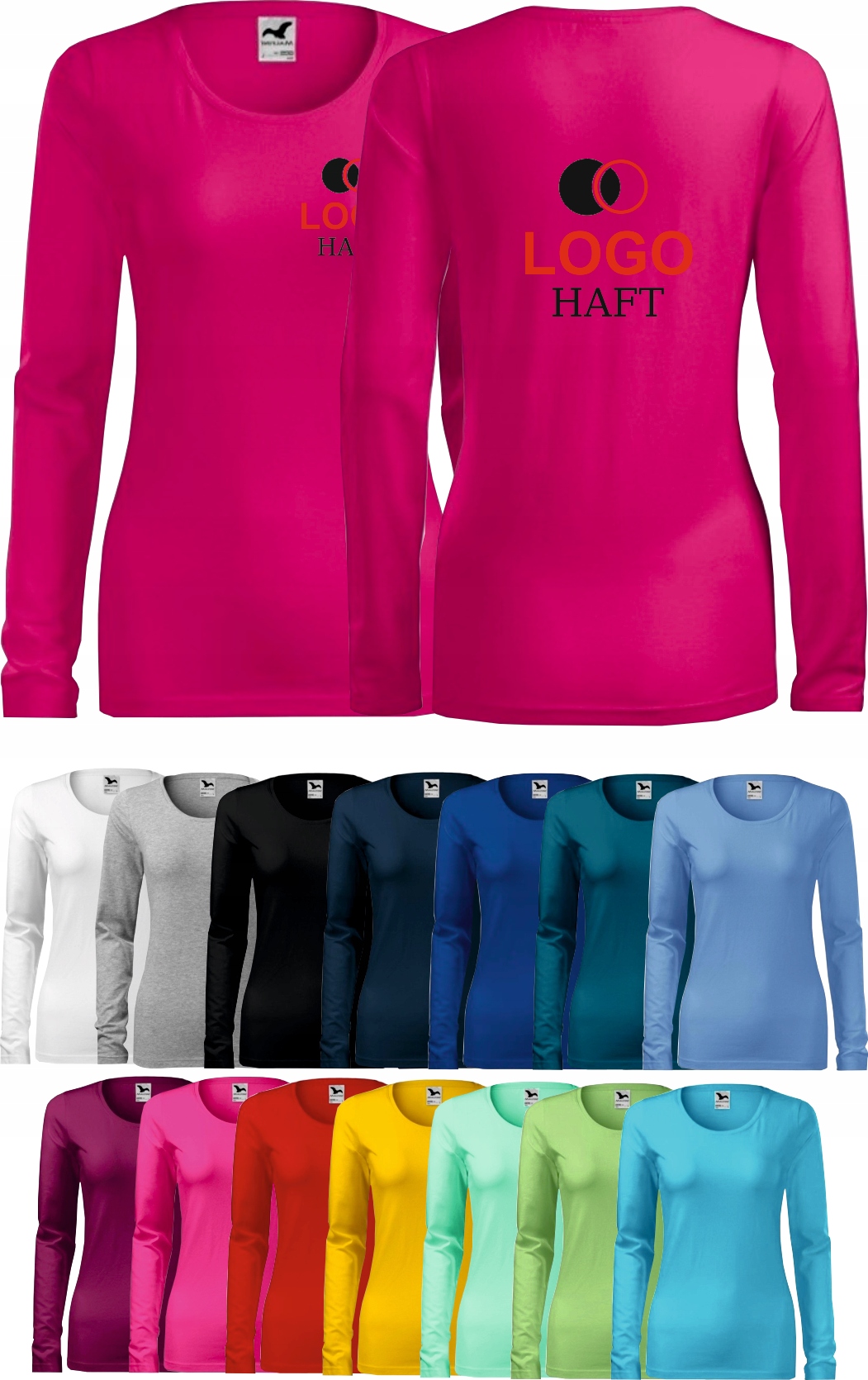 KOSZULKA DAMSKA Z WŁASNYM HAFTEM NADRUKIEM LOGO 30 szt