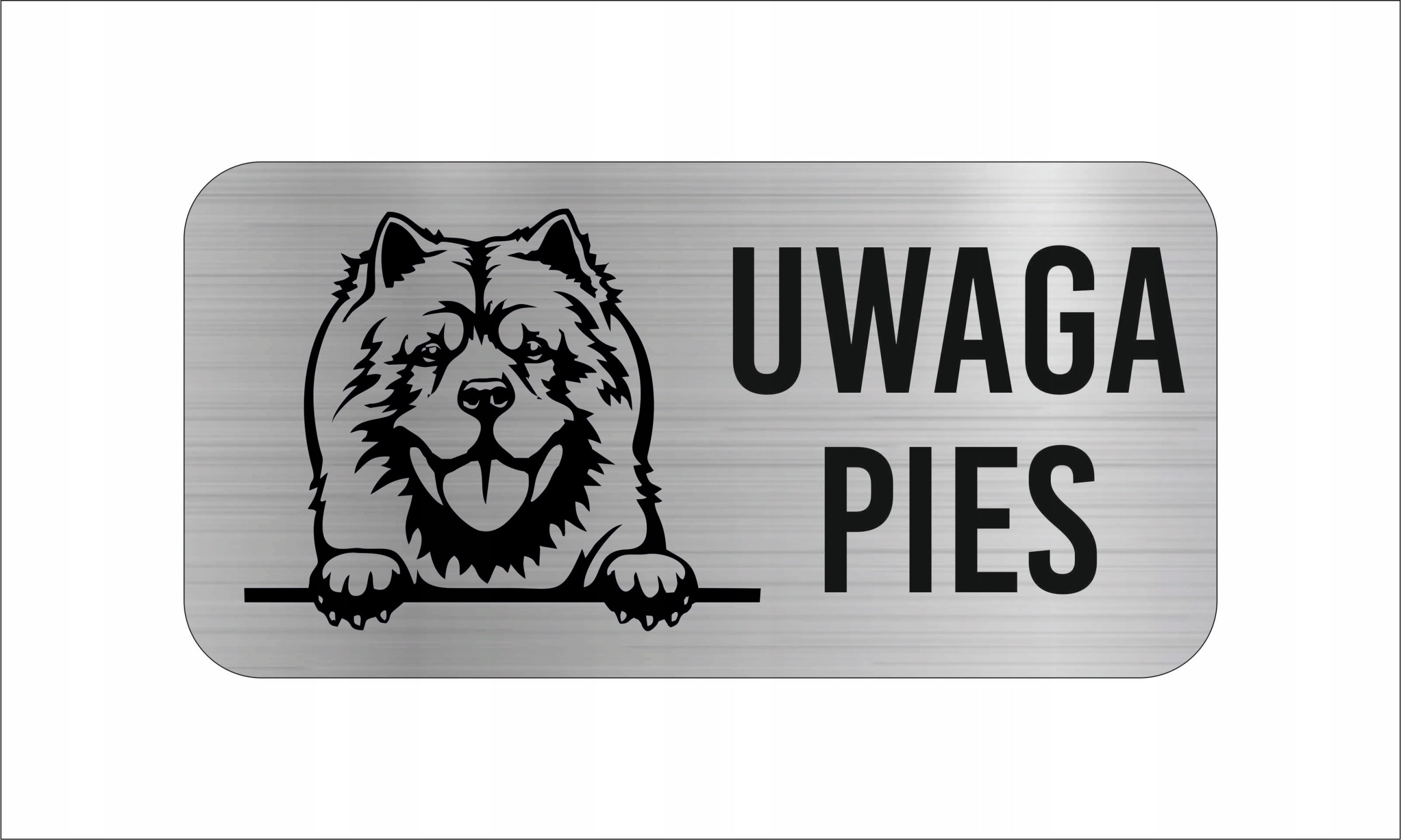 GRAWER Tabliczka nierdzewna 20x10 cm UWAGA PIES Chow chow