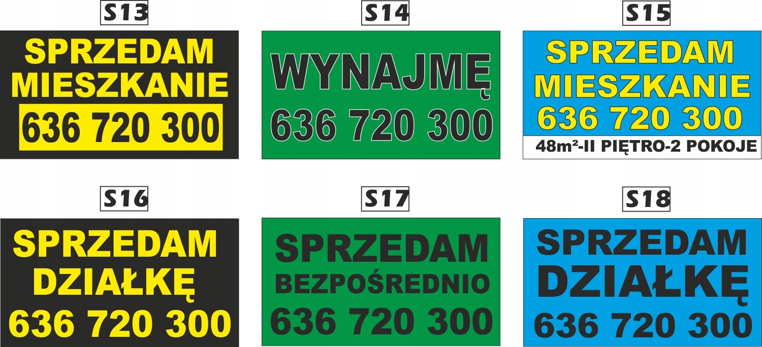 Tablica Szyld SPRZEDAM Wynajmę Działkę 100x50cm