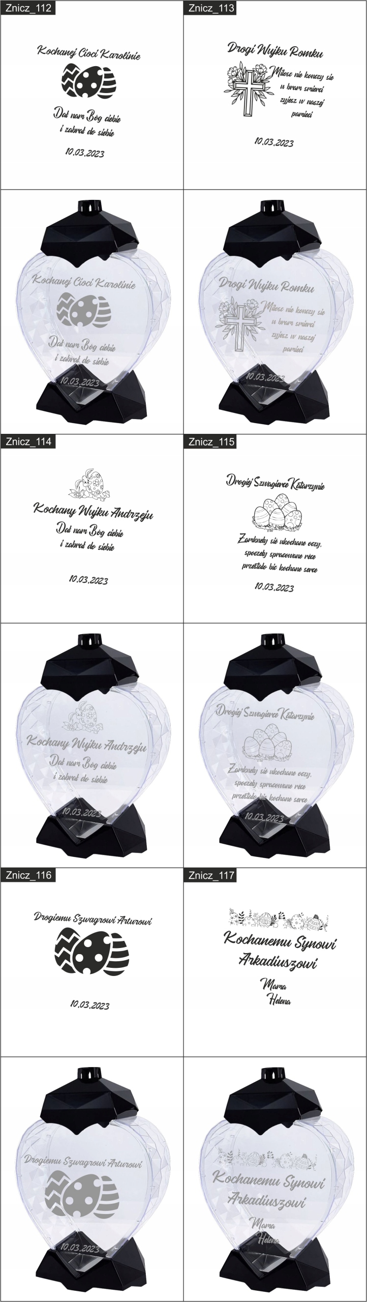 DUŻY ZNICZ Z GRAWEREM DEDYKACJA DLA kuzynki cioci