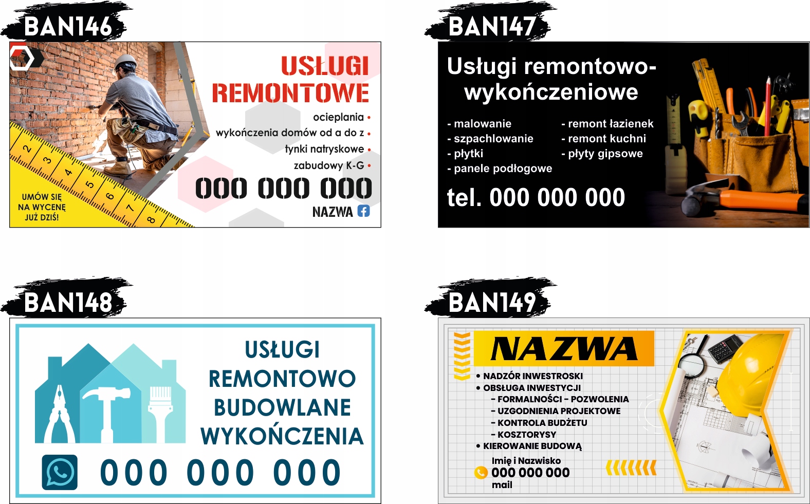 BANER REKLAMOWY OCZKOWANY 200x100 RÓŻNE WZORY WYNAJEM SZALUNKÓW