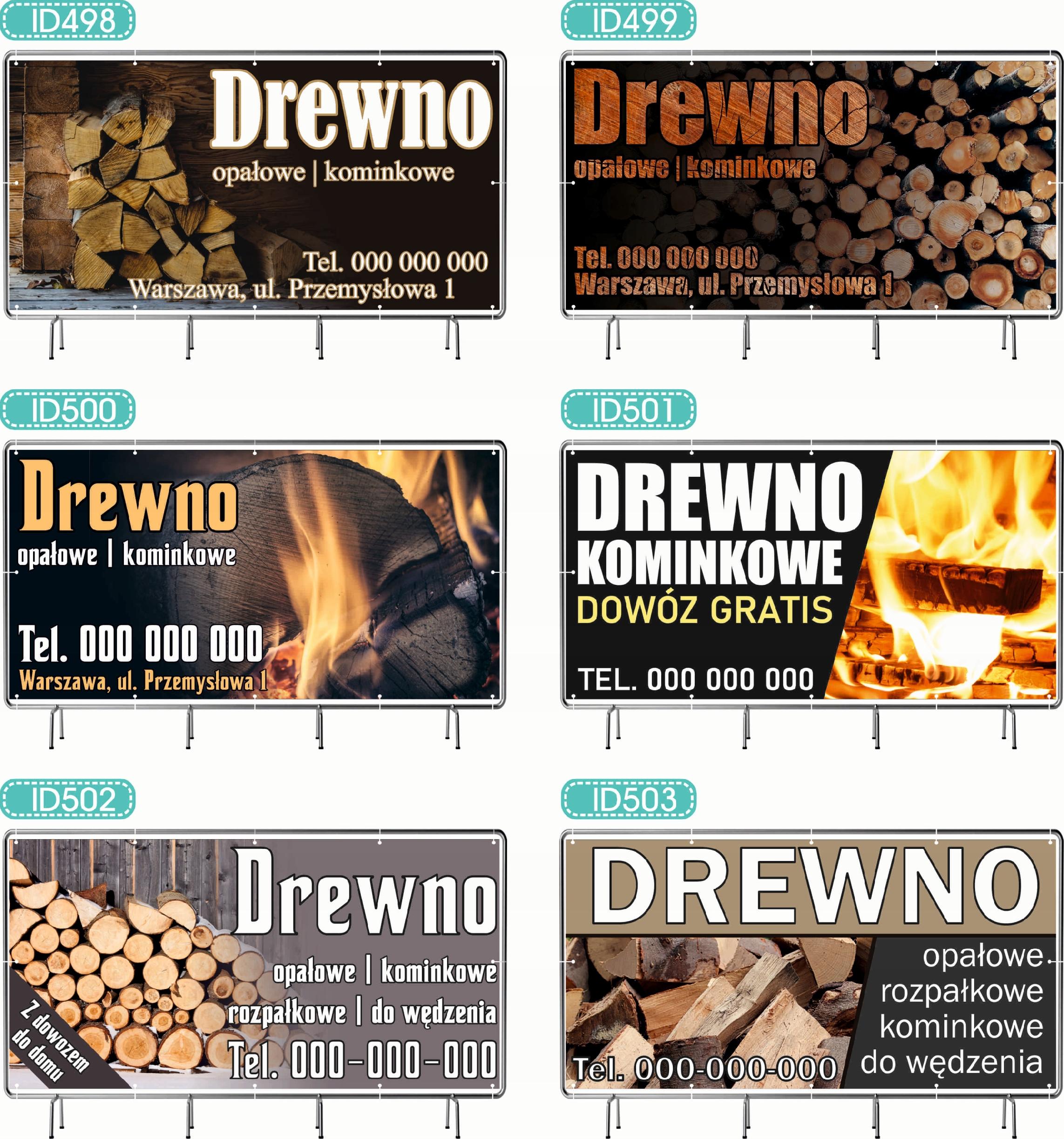 BANER REKLAMOWY 130x80cm oczkowany projekt w cenie DREWNO KOMINKOWE