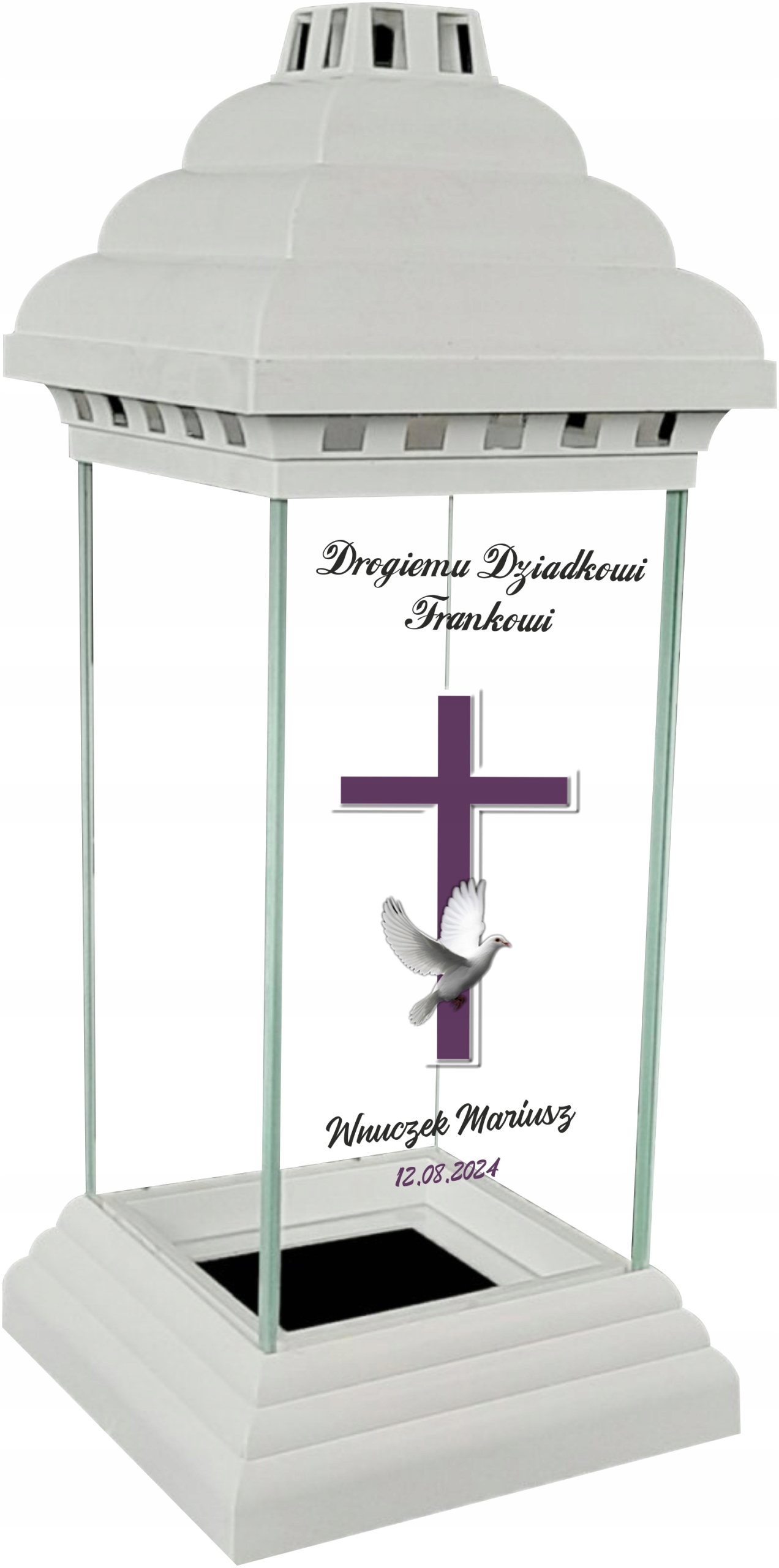 Znicz Lampion z nadrukiem grawerem dla DZIADKA