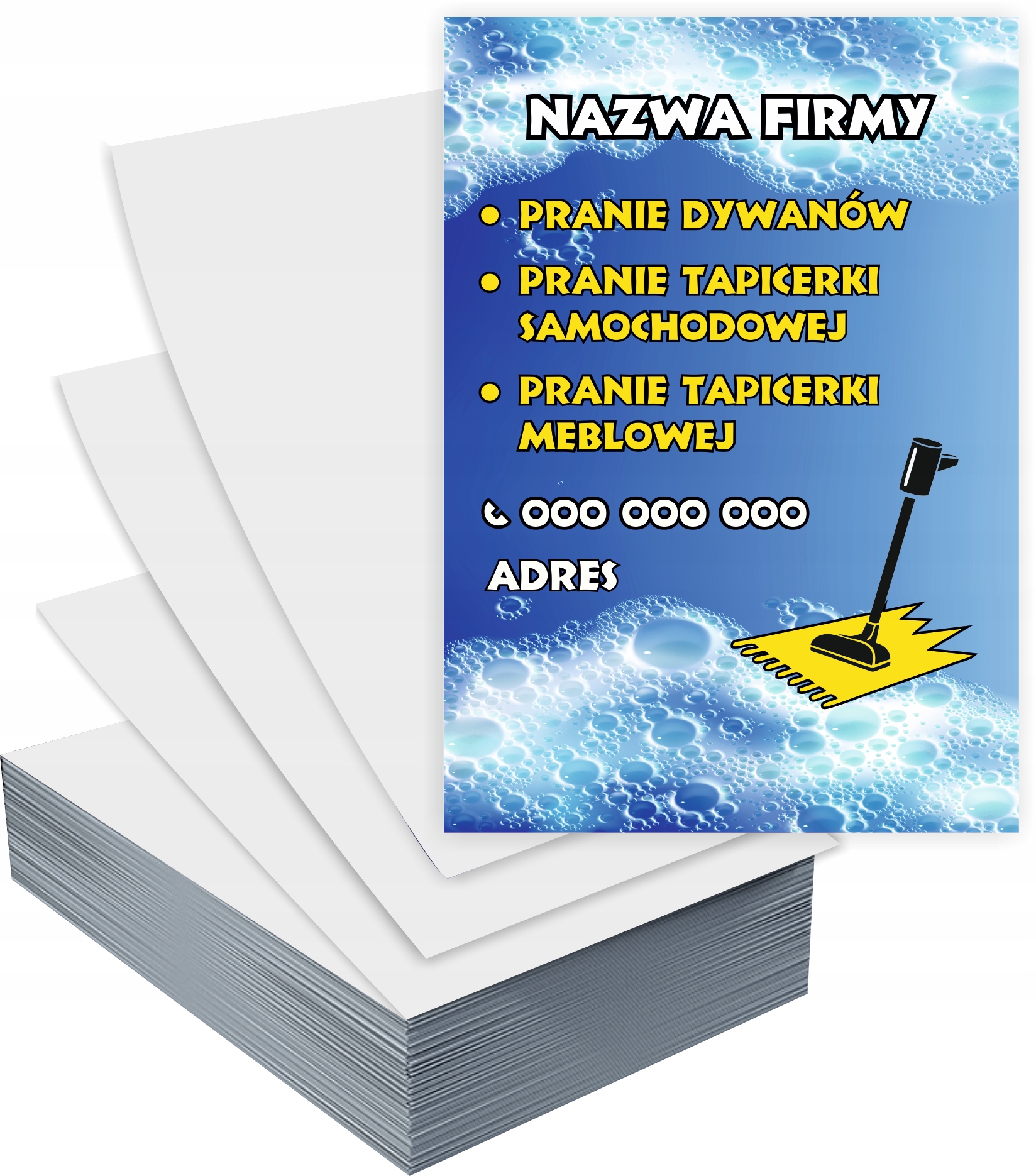 Ulotki A6 reklamowe firmowe PRANIW DYWANÓW GOTOWY PROJEKT GRATIS 100 szt
