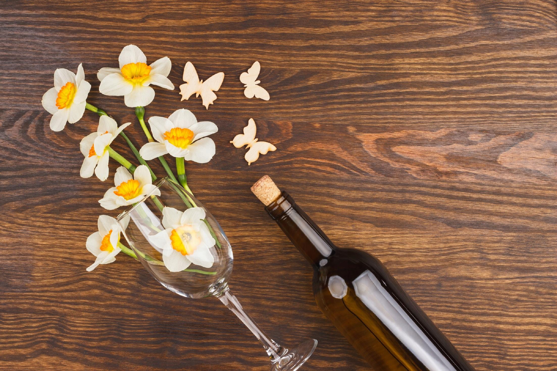 FOTOTAPETA kuchenna WINO KWIATY KIELISZEK 360x240