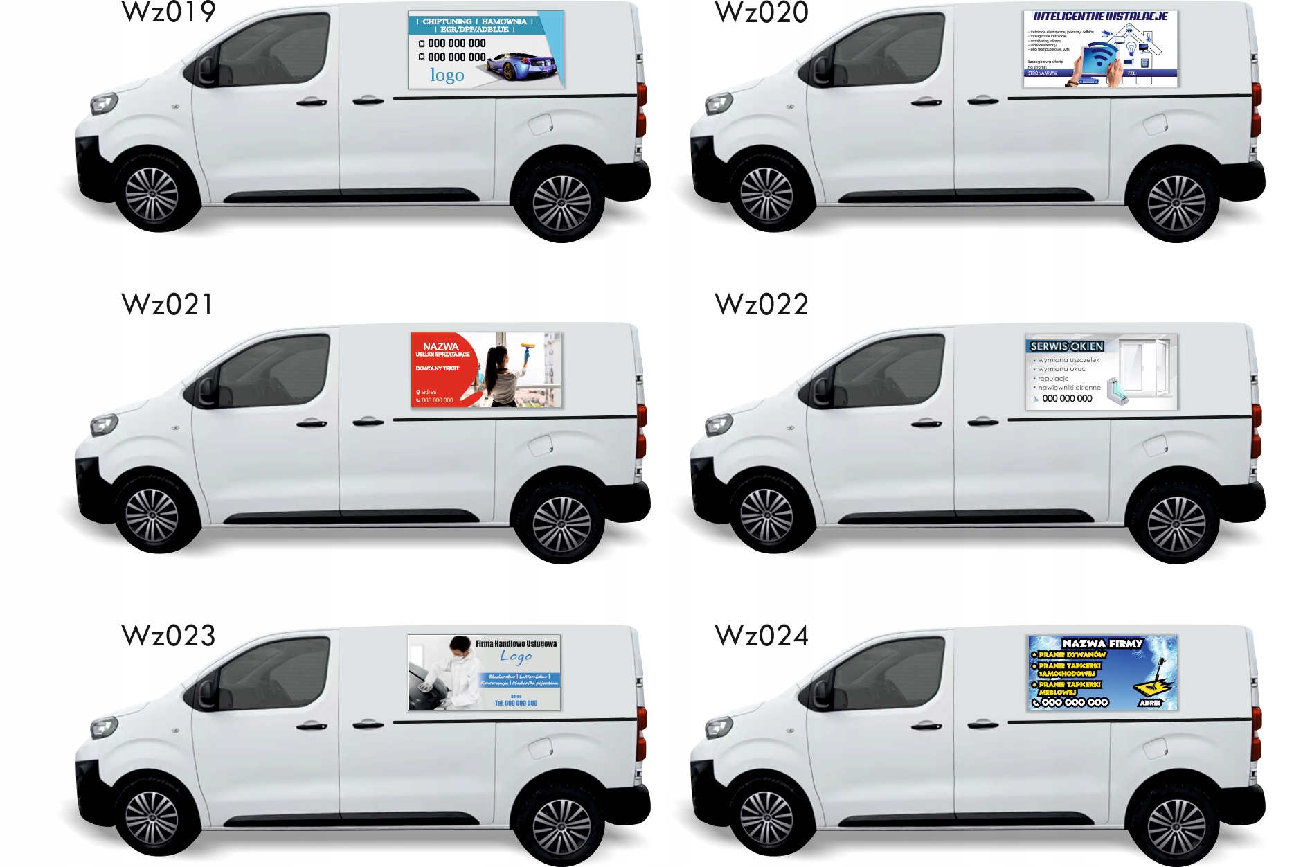 Reklama Naklejka na samochód GOTOWE WZORY REMONTY WYKOŃCZENIA WNĘTRZ