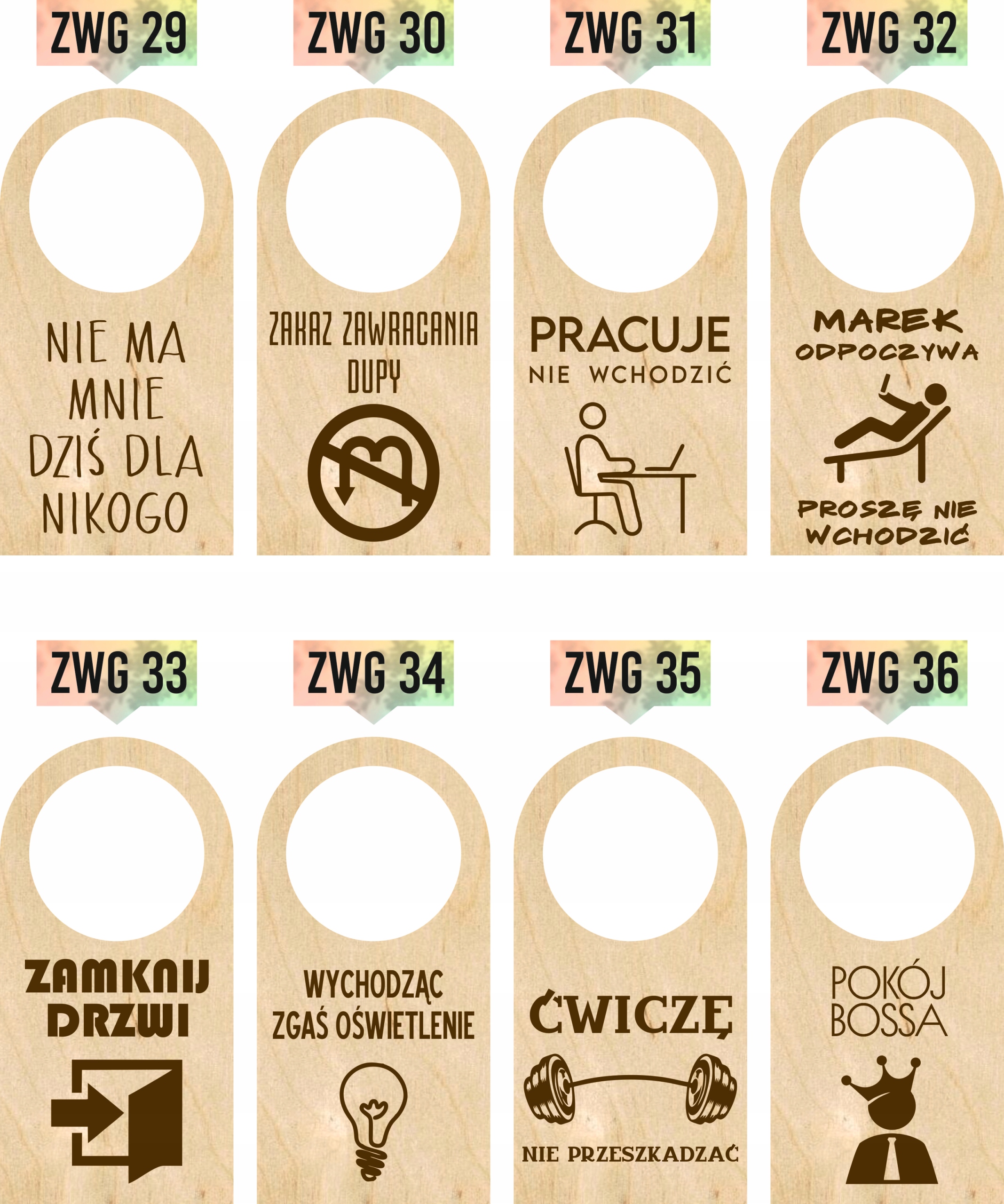 ZAWIESZKA NA DRZWI KLAMKĘ drewniana grawerowana POSZĘ NIE WCHODZIĆ