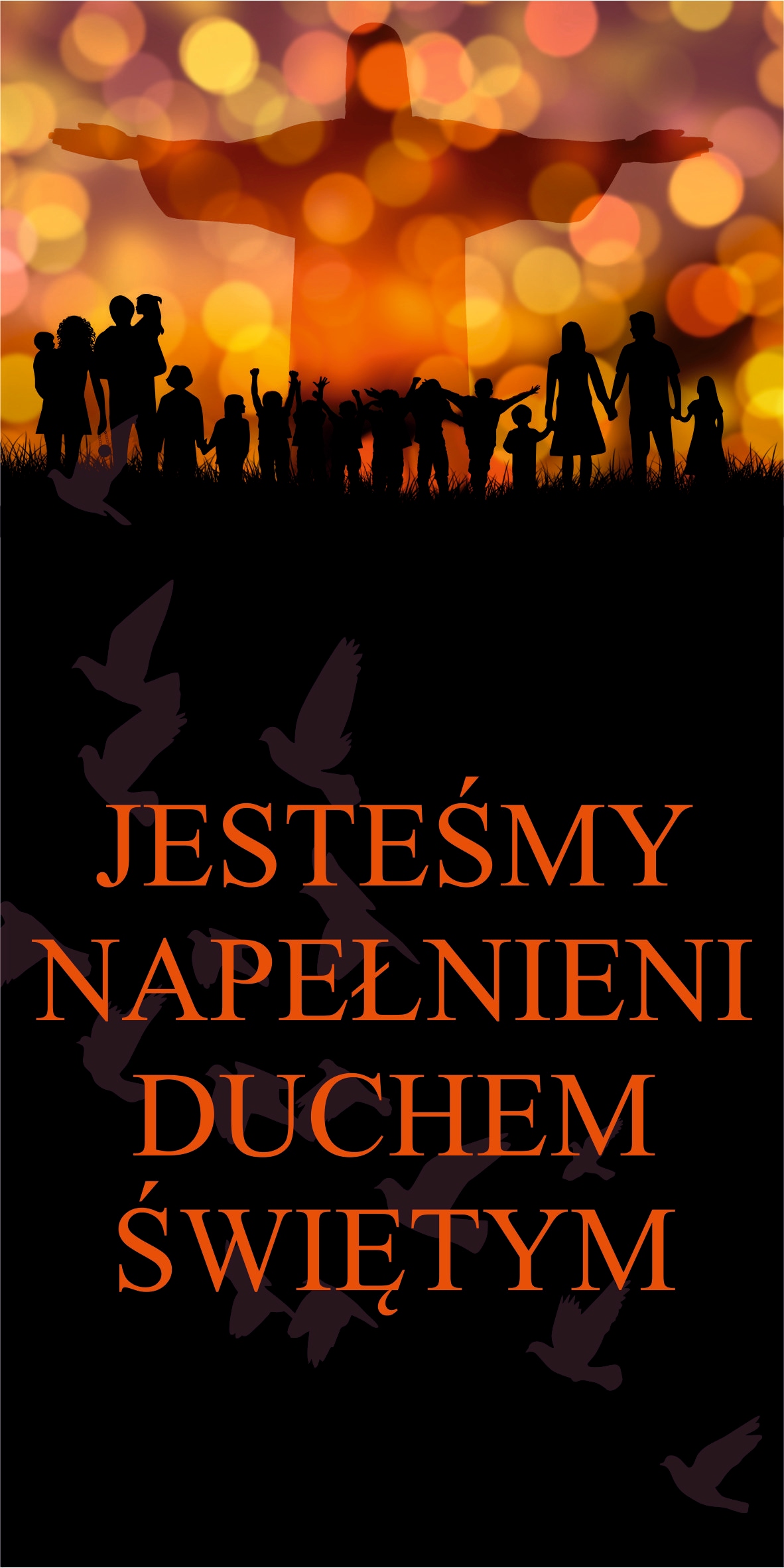 Baner religijny 200x100 cm duży wybór Ogień Ducha Świętego