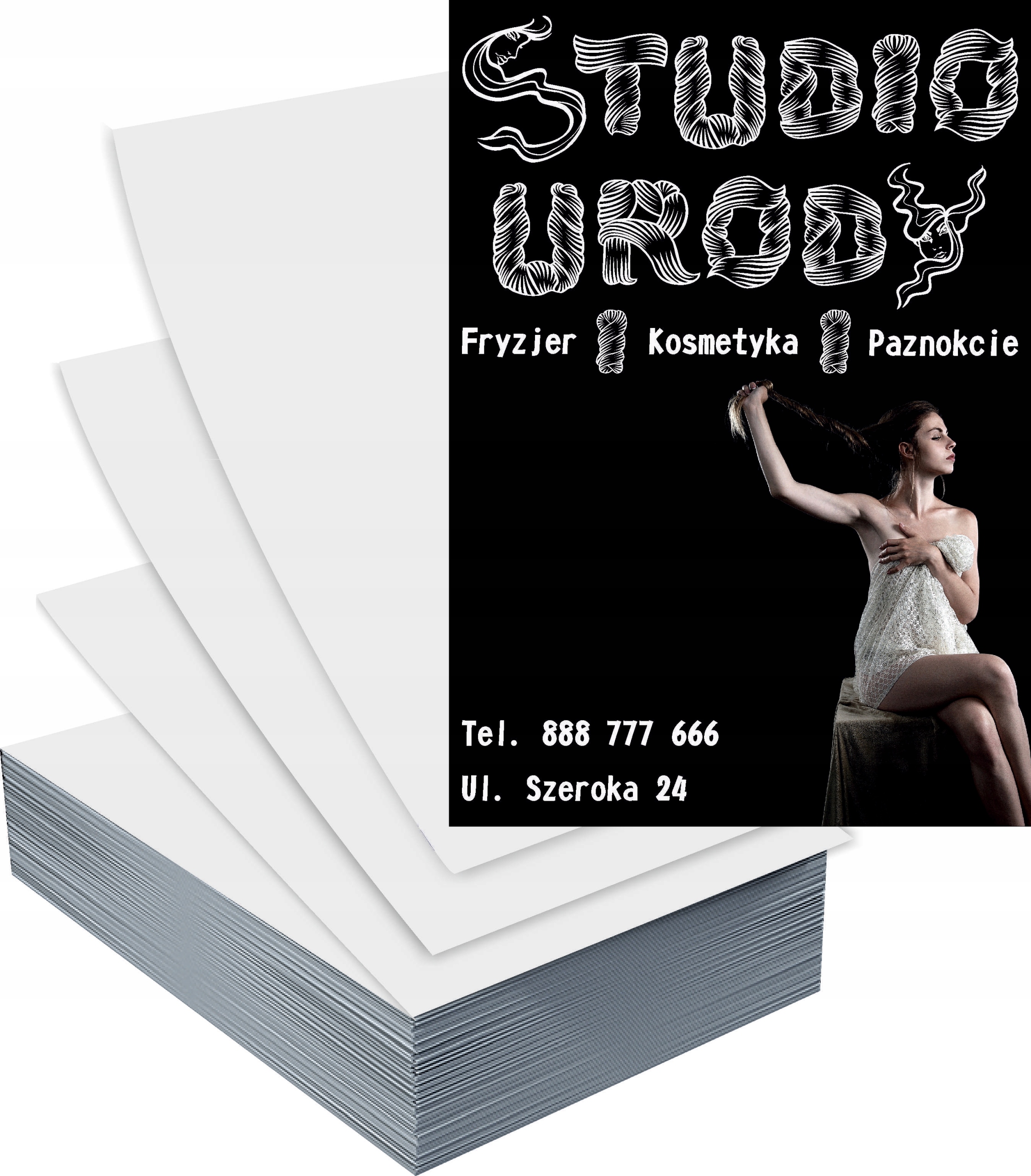 Ulotki A4 1000szt reklamowe firmowe STUDIO URODY duży wybór wzorów