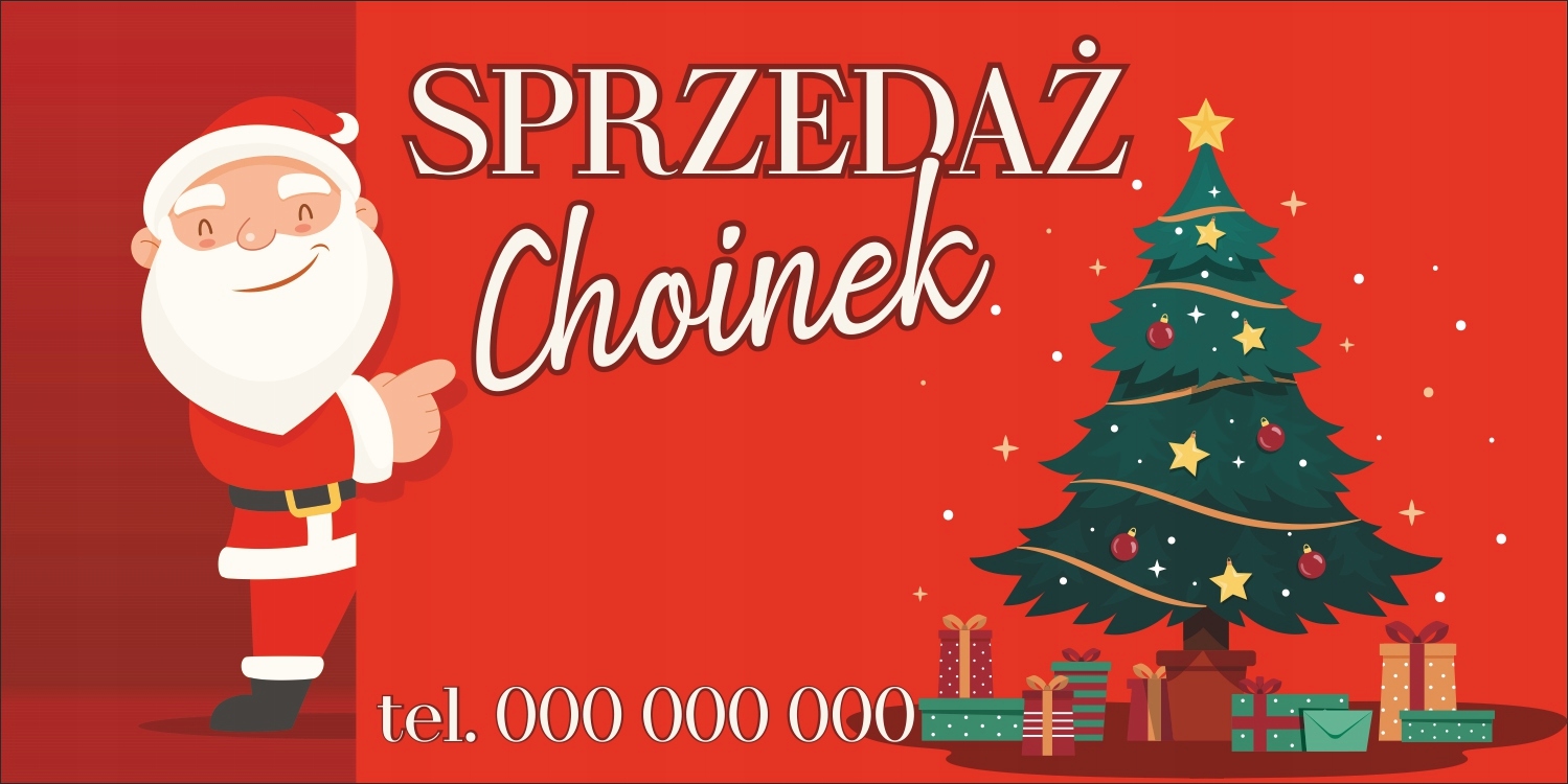 Baner reklamowy TWÓJ NAPIS choinki 80x130 cm TANIO