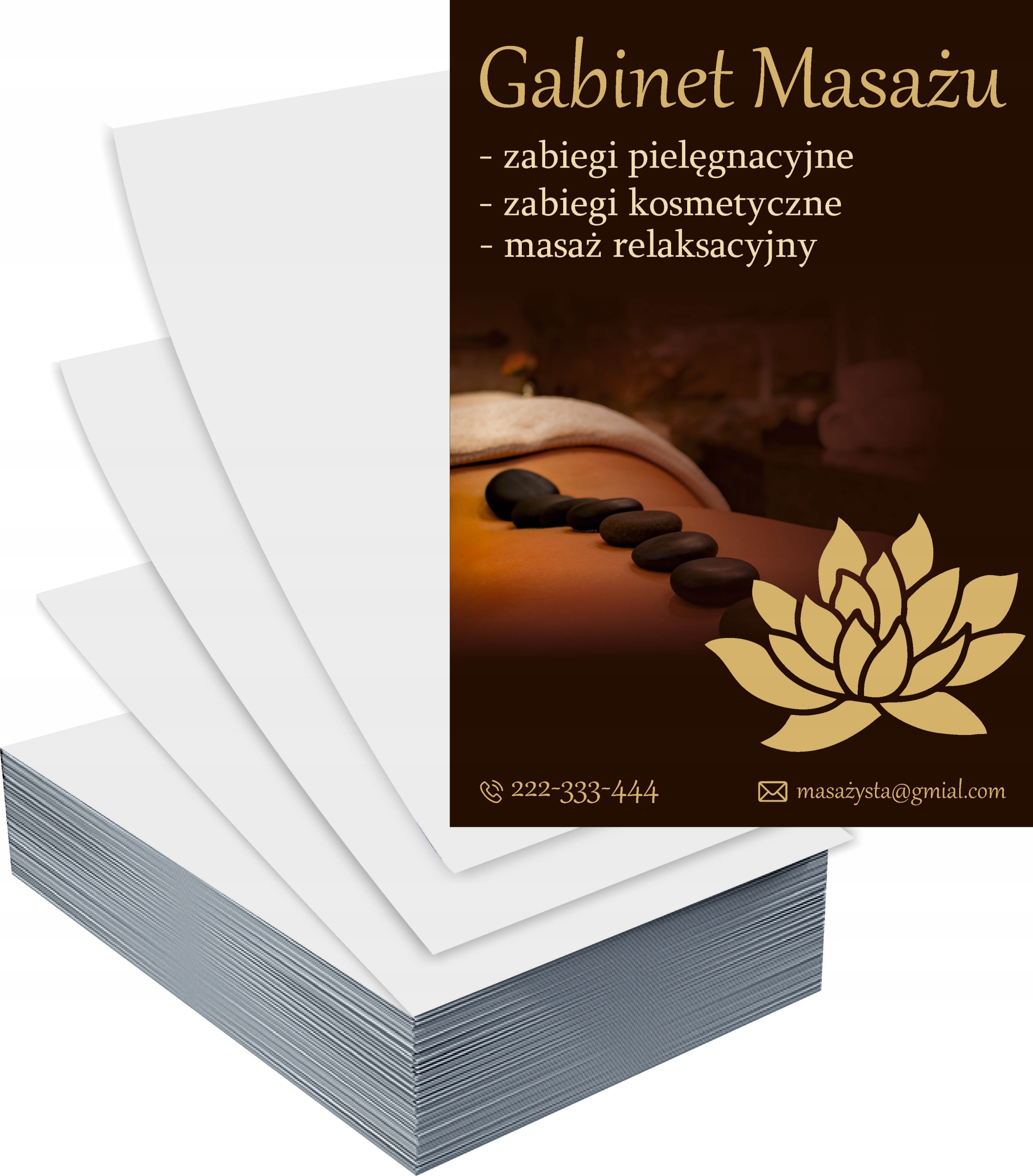 Ulotki A6 100szt reklamowe firmowe GABINET MASAŻU duży wybór wzorów