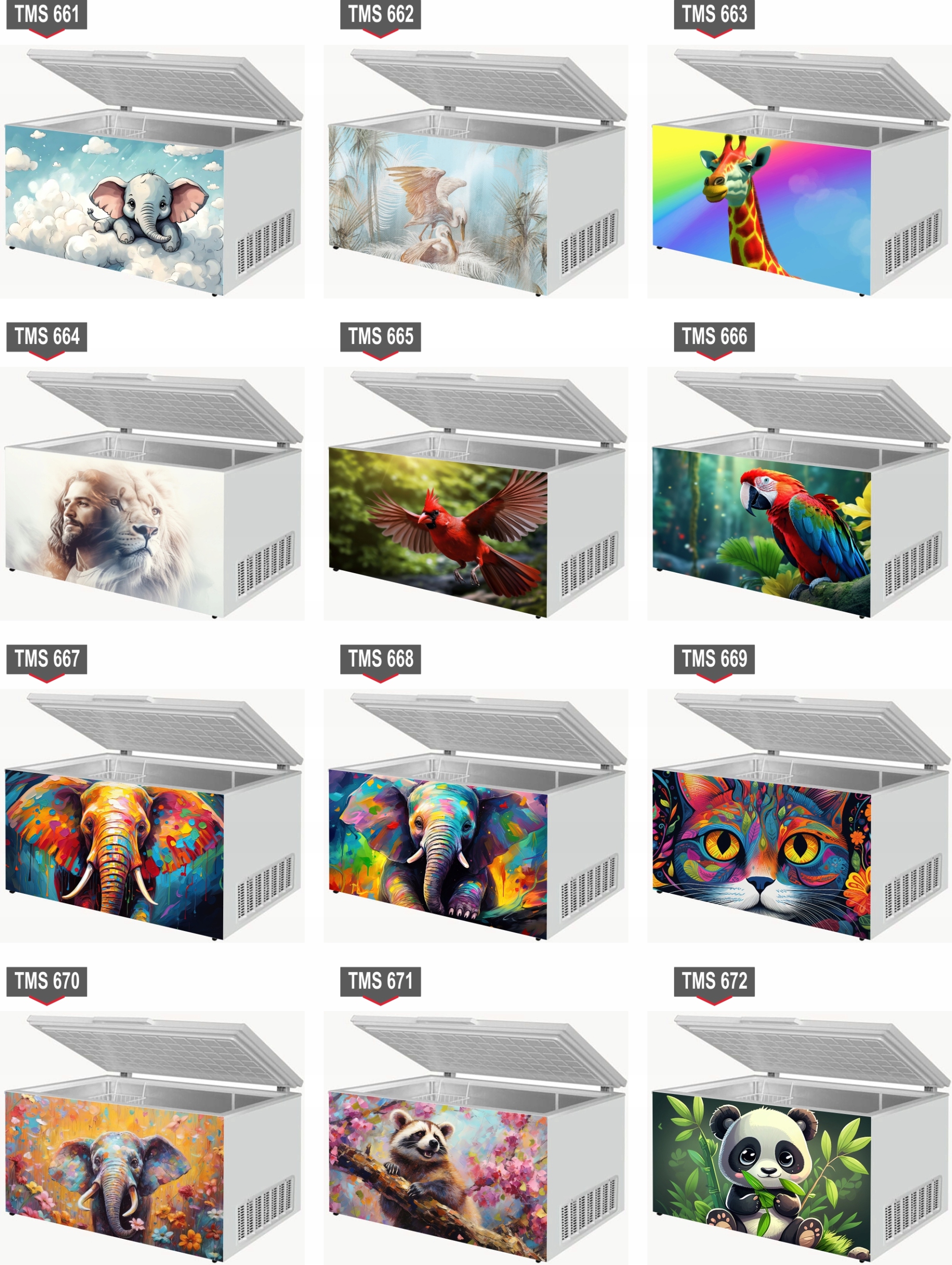 Naklejka samoprzylepna na zamrażarkę zmywarkę pralkę LWY ZWIERZĘTA WZORY