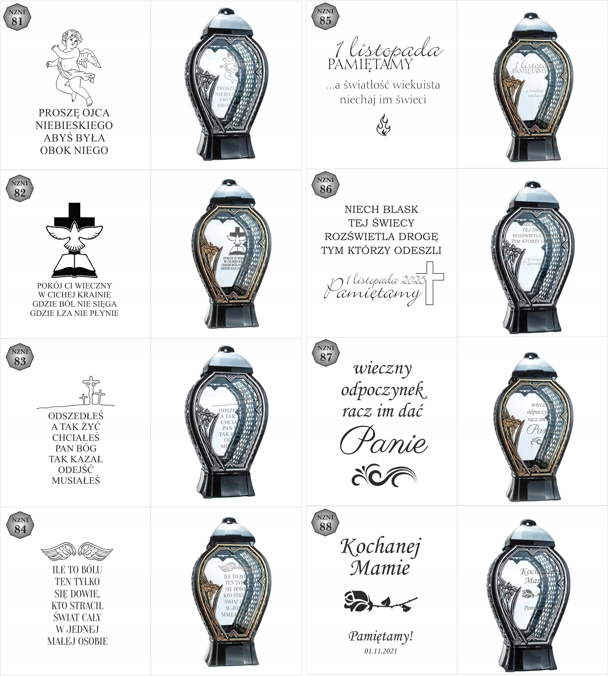 Latarenka nagrobna z imieniem i datą nowoczesny znicz wszystkich świętych