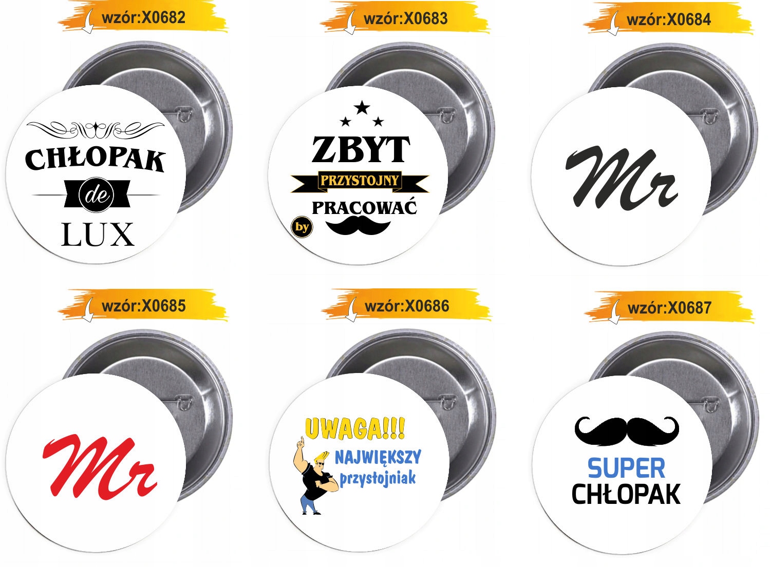 Przypinki buttony MOJA ŻONA MA SUPER MĘŻA prezent