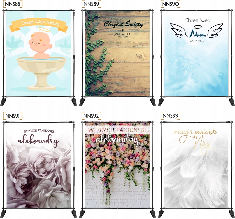 ŚCIANKA DO ZDJĘĆ TŁO pastele z imieniem SKRZYDŁA