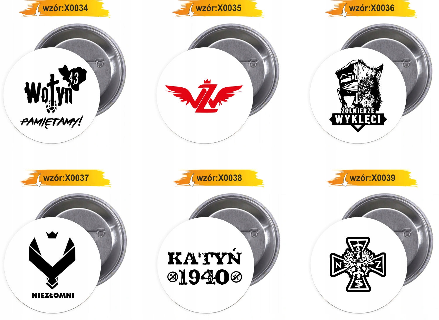 Przypinki buttony patriotyczne świetna jakość