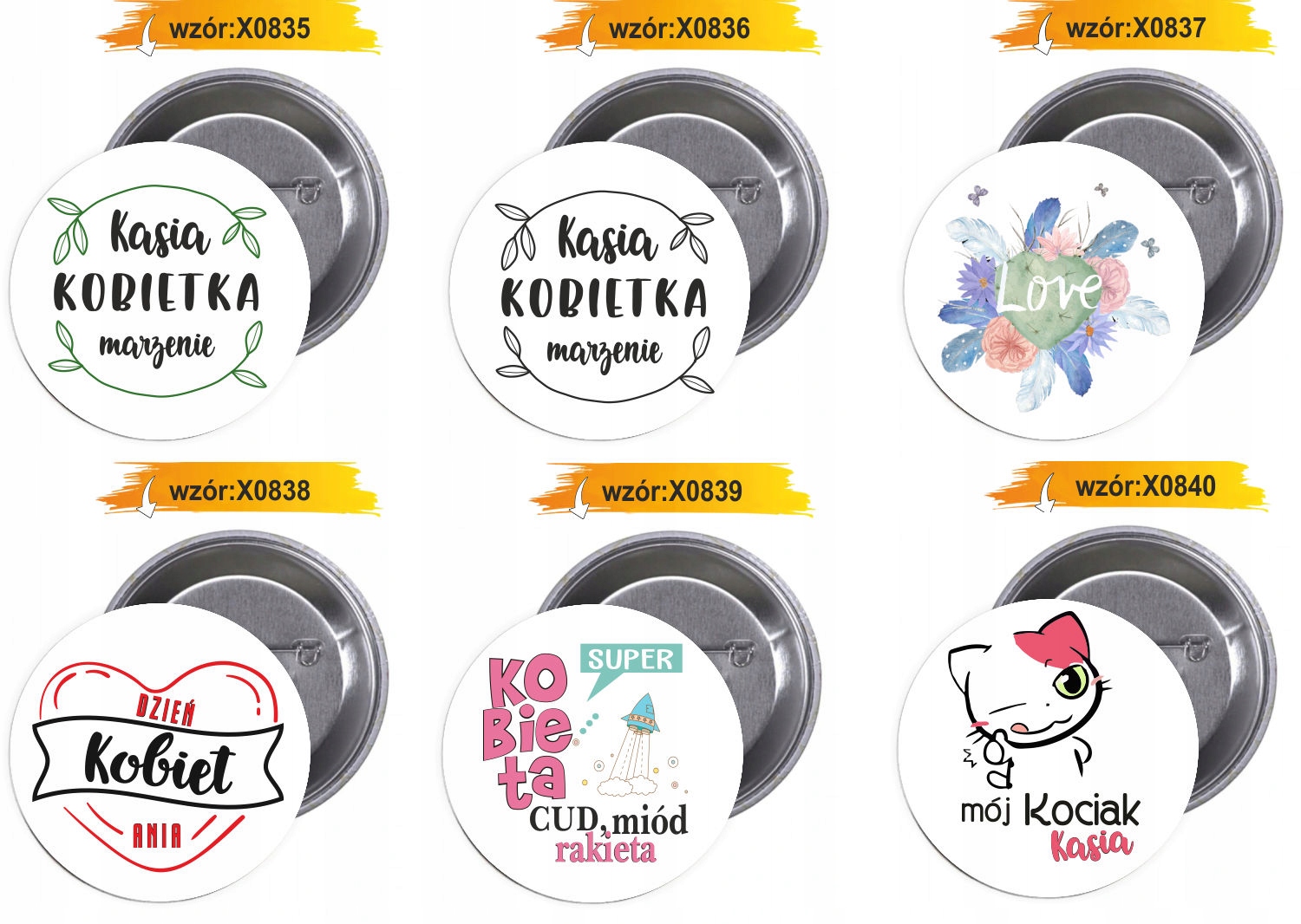 Przypinki buttony 8 MARCA super