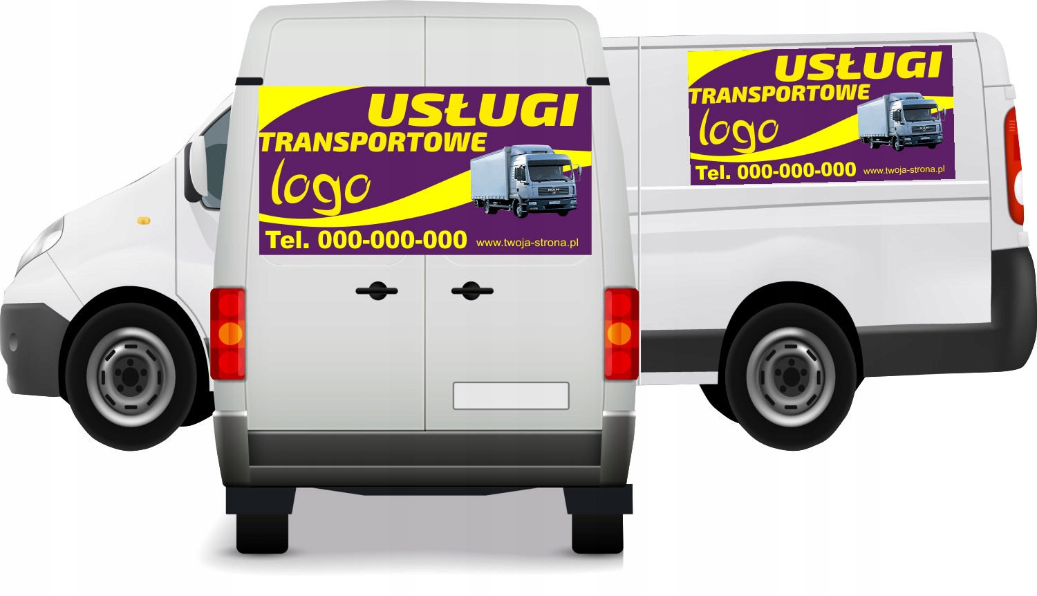 Reklama Naklejka na samochód USŁUGI TRANSPORTOWE
