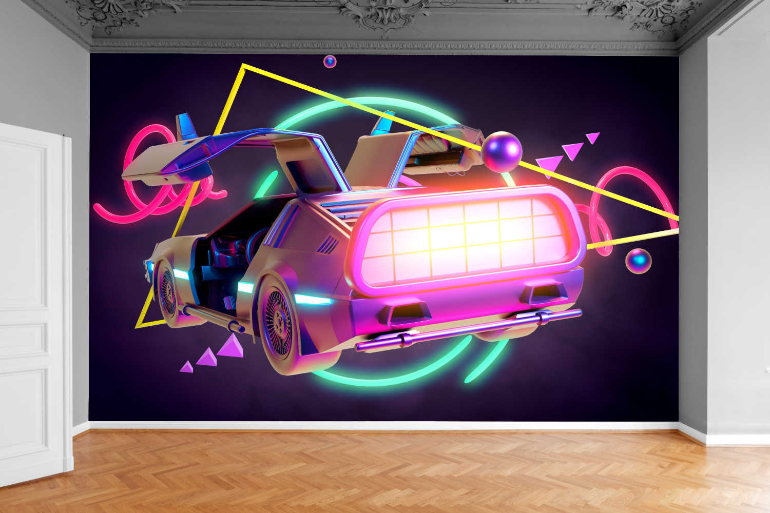 Fototapeta RETRO NEONOWY SAMOCHÓD 200x130