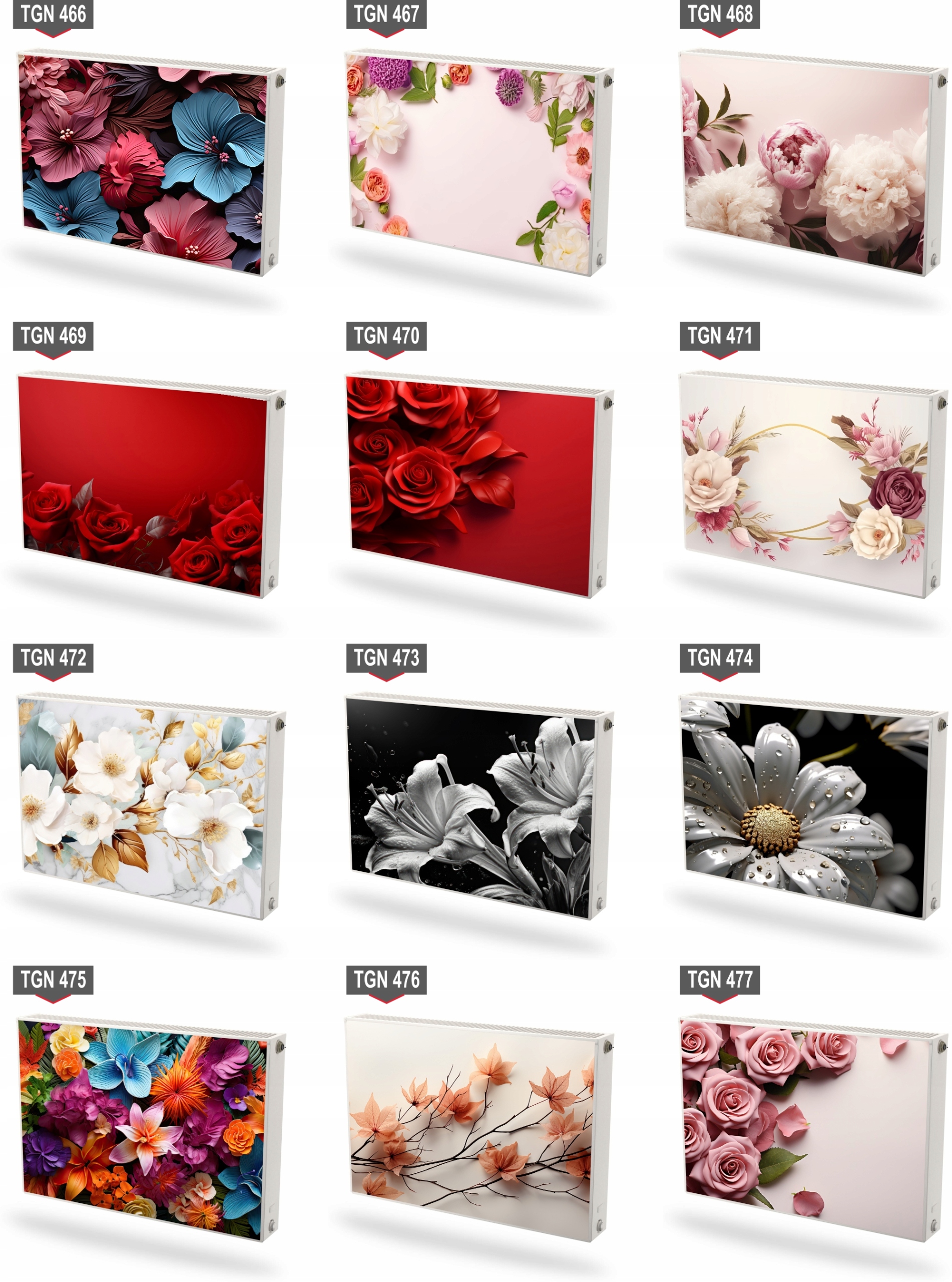 Mata magnetyczna magnes na grzejnik kaloryfer na wymiar CZERWONE RÓŻE 60x80