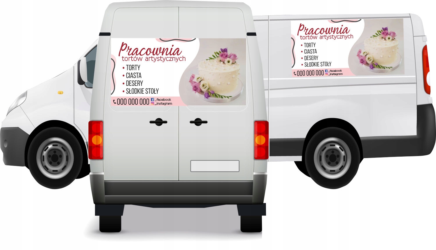 Reklama Naklejka samochód PRACOWNIA TORTÓW