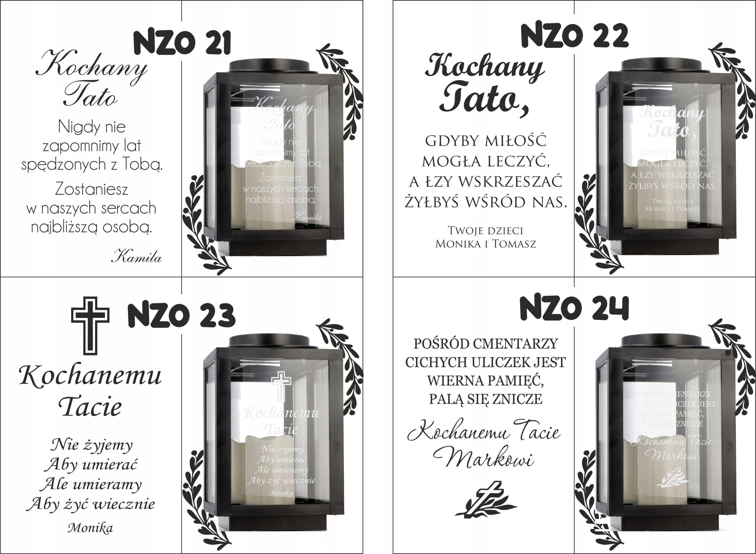 Latarenka na cmentarz z imieniem datą pamiątkowy znicz z osobistym tekstem