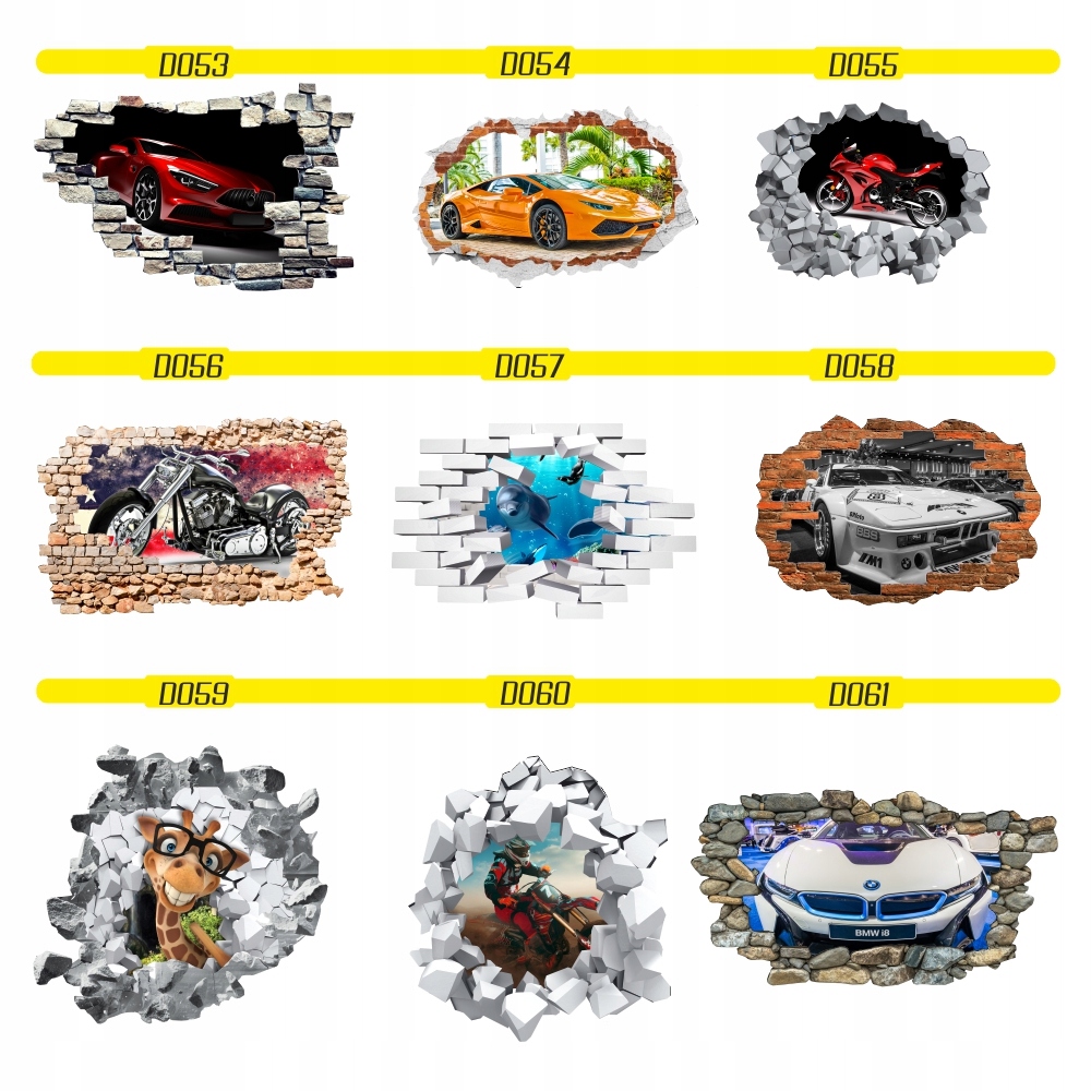 Naklejka ścienna Dziura na ścianę samochód BMW