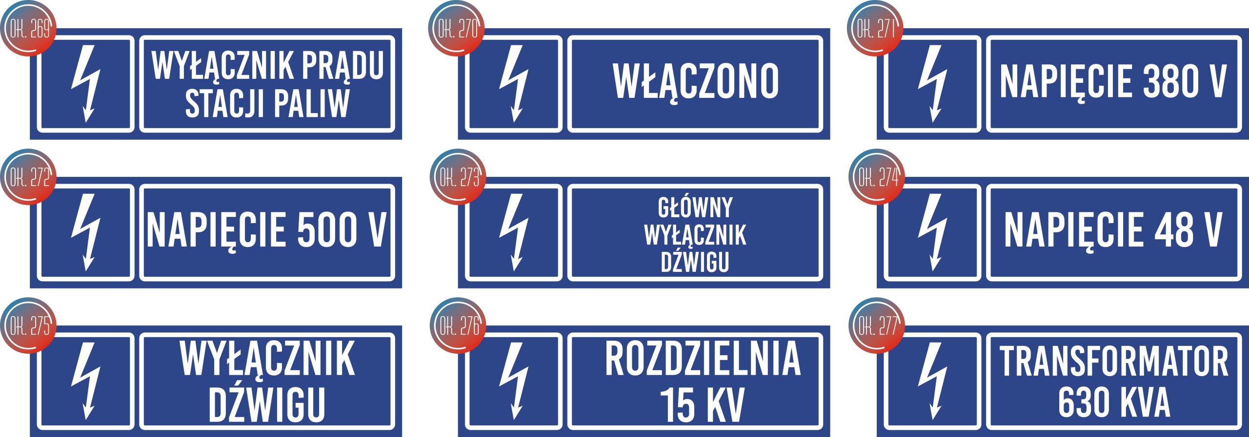 Tabliczka informacyjna - Transformator 1000 KVA grawer piktogram 20x6 cm