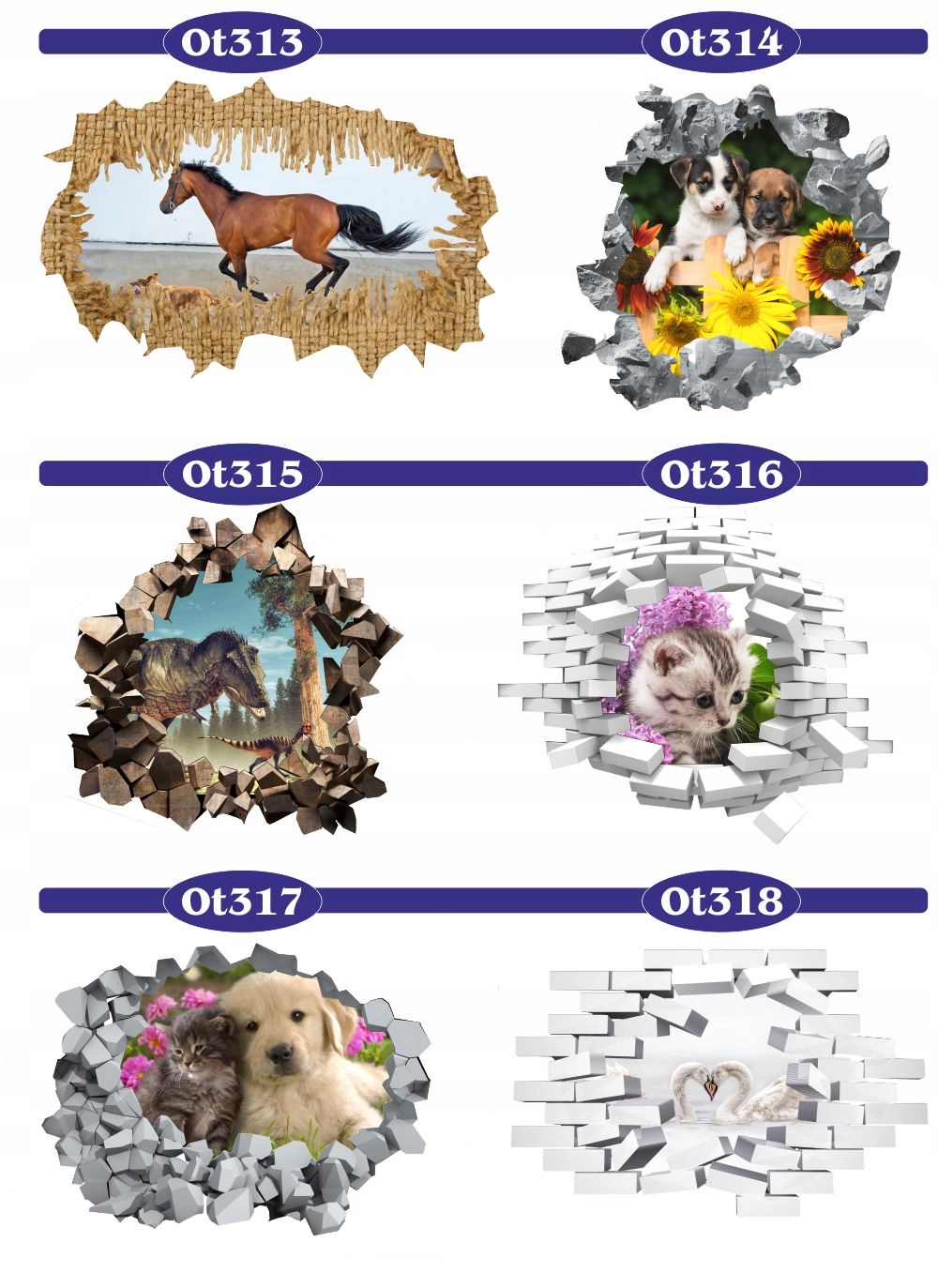 Naklejka samoprzylepna 3D postacie bajkowe dziura